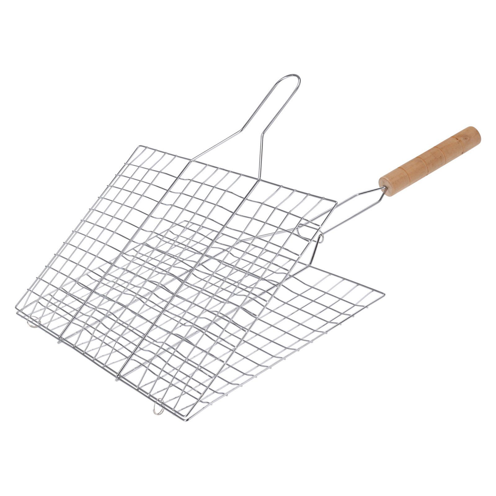 HAC24 Grillguthalter BBQ Grillkorb Grillhalter Grillgut Grillwender Grillgitter, Stahl, (1-St), für Fleisch, Würstchen, Fisch, Gemüse uvm.