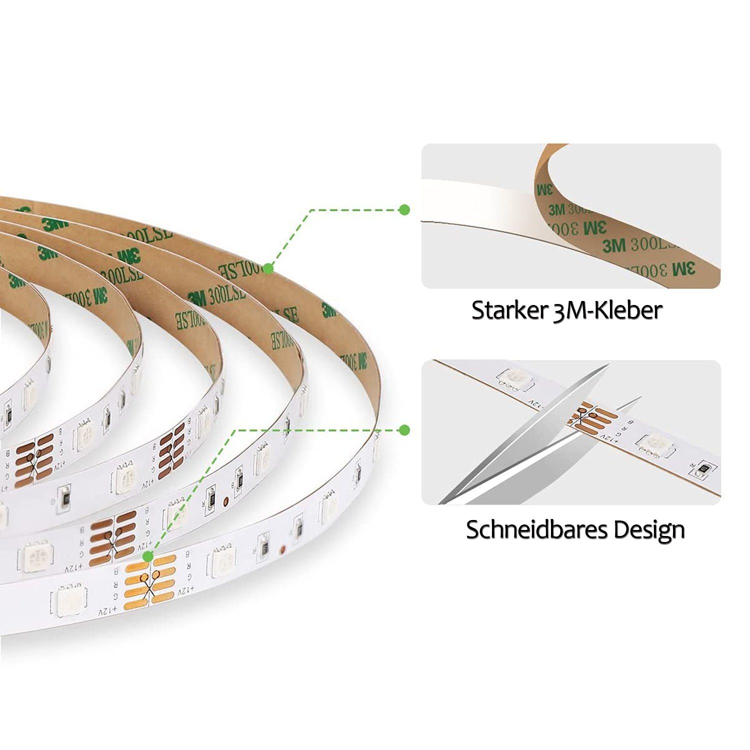 Band Streifen 5M Leiste LED Stripe Fernbedienung Strips LED mit RGB, zggzerg Bänder LED