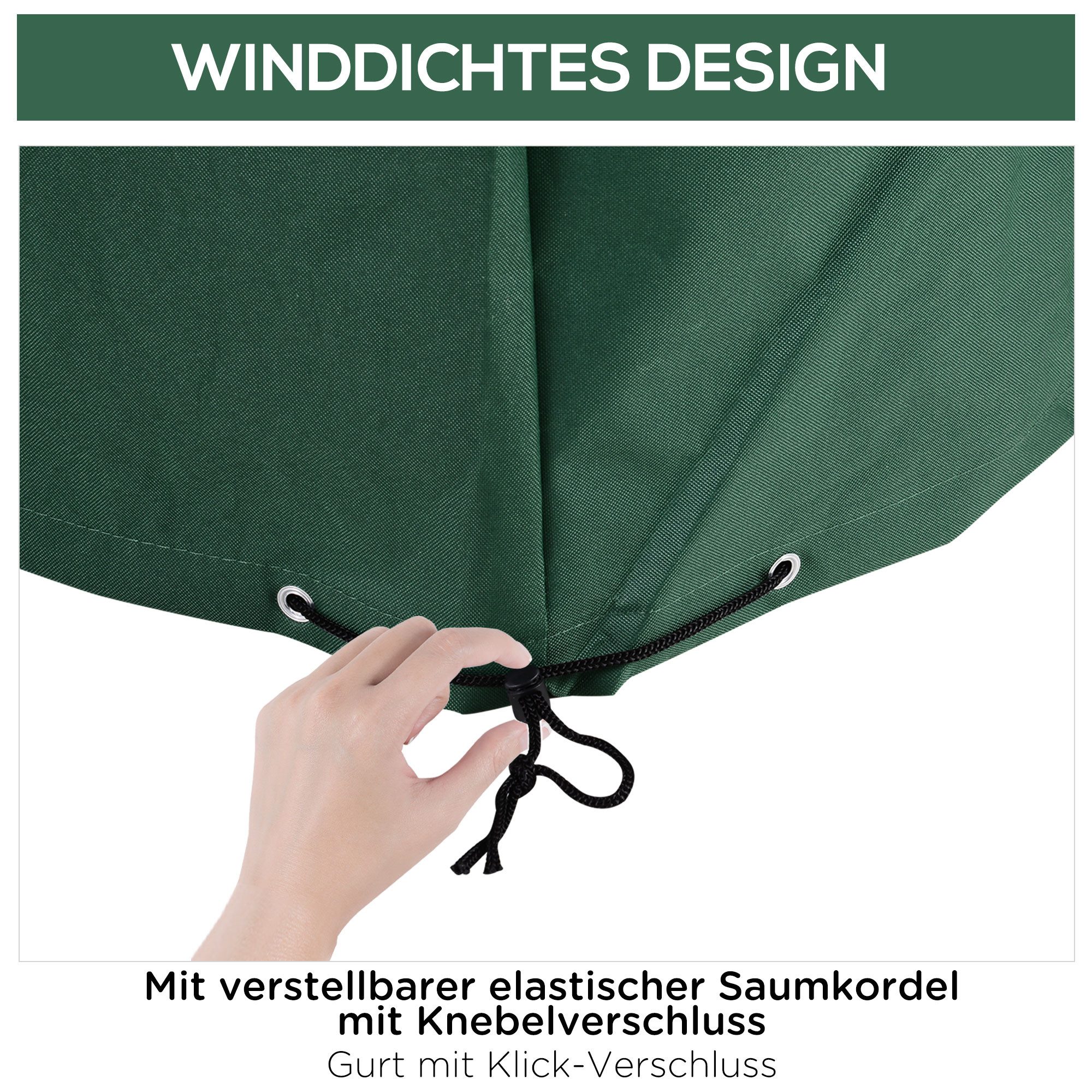 Outsunny Gartenmöbel-Schutzhülle Schutzhülle Abdeckhaube 600D-Oxford Grün (Abdeckung, 1-St., Schutzhülle), 600D-Oxford Grün 135 x 135 x 75 cm – Bild 5 von 5