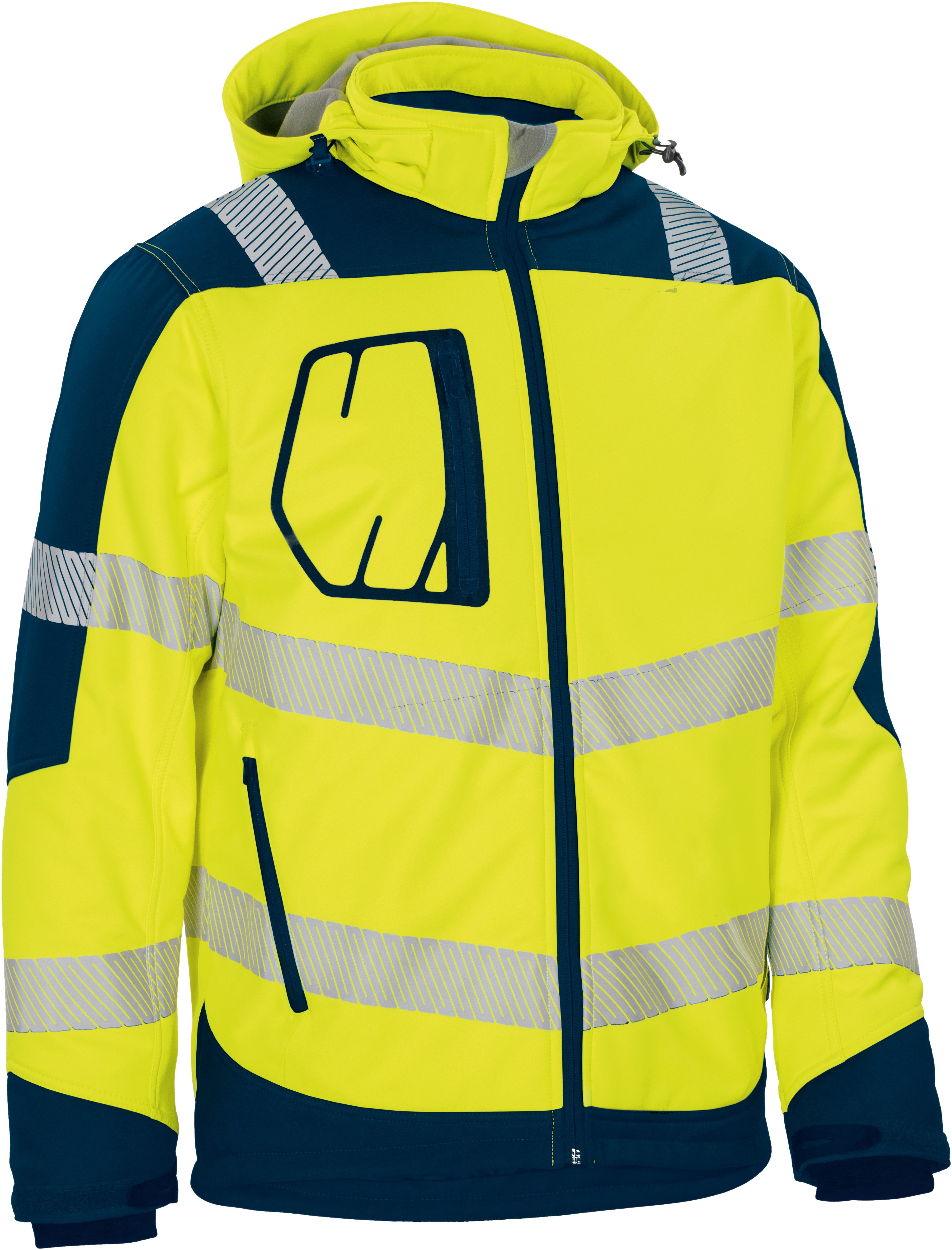 vizwell Softshelljacke Herren Warnschutz Winter-Softshelljacke Arbeitsjacke mit Kapuze robust, wärmend und zertifiziert