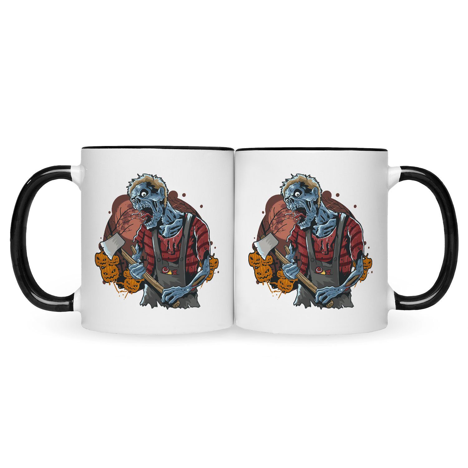 Schwarz - Weiß & Motiv Zombie Ihn im Geschenk mit Tasse GRAVURZEILE - Sie für Design