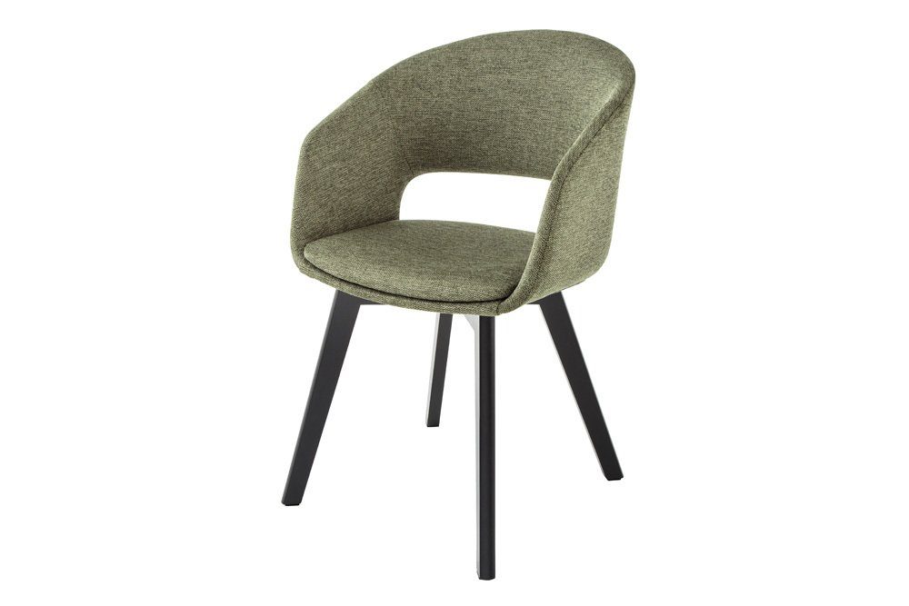 LebensWohnArt Stuhl Design Stuhl DENMARK grün schwarze Holzbeine