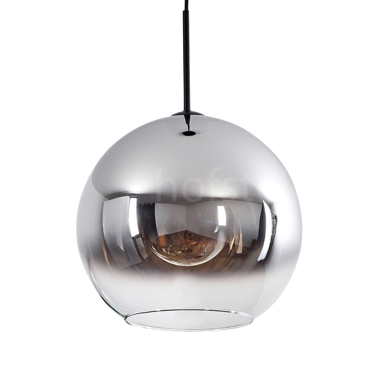 hofstein Hängeleuchte »Cesaro« Hängelampe aus Metall/Glas in Schwarz/Chromfarben/Klar, ohne Leuchtmittel, Vintage/Retro Design, Schirm aus Glas (30cm), Höhe max. 152cm, 1xE27. € 59,99