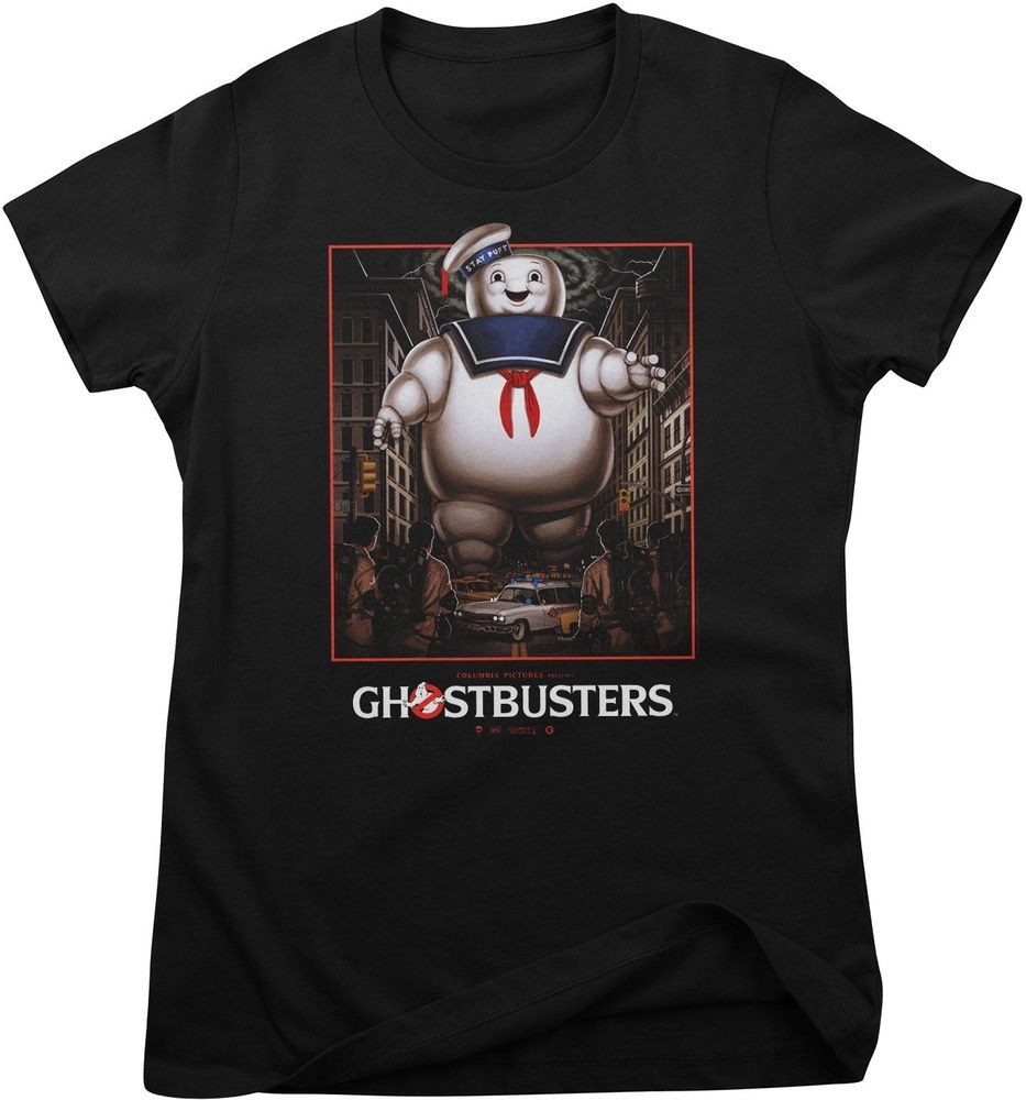 Ghostbusters T-Shirt Stay Puft Marshmallow Man Poster Girly Tee