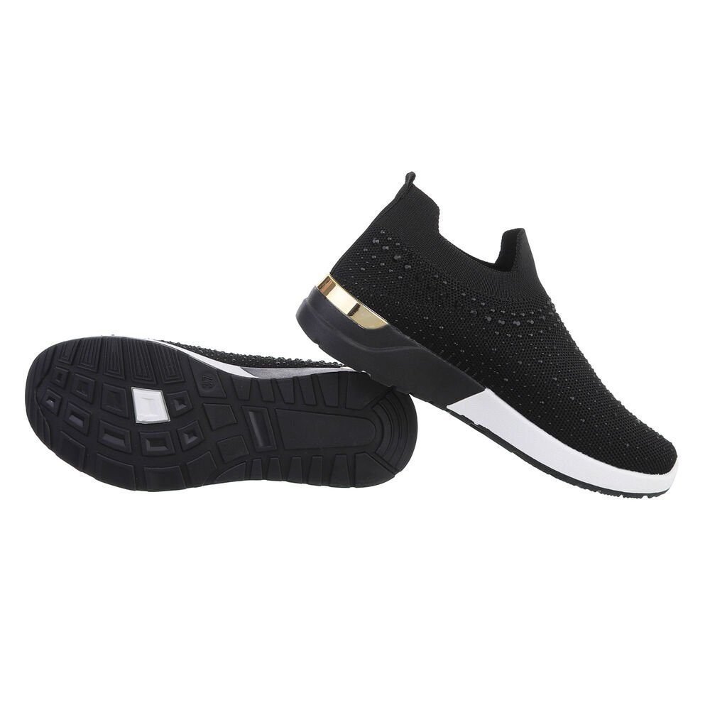 Ital-Design Damen Low-Top Freizeit Sneaker Flach Sneakers Low in Schwarz günstig online kaufen