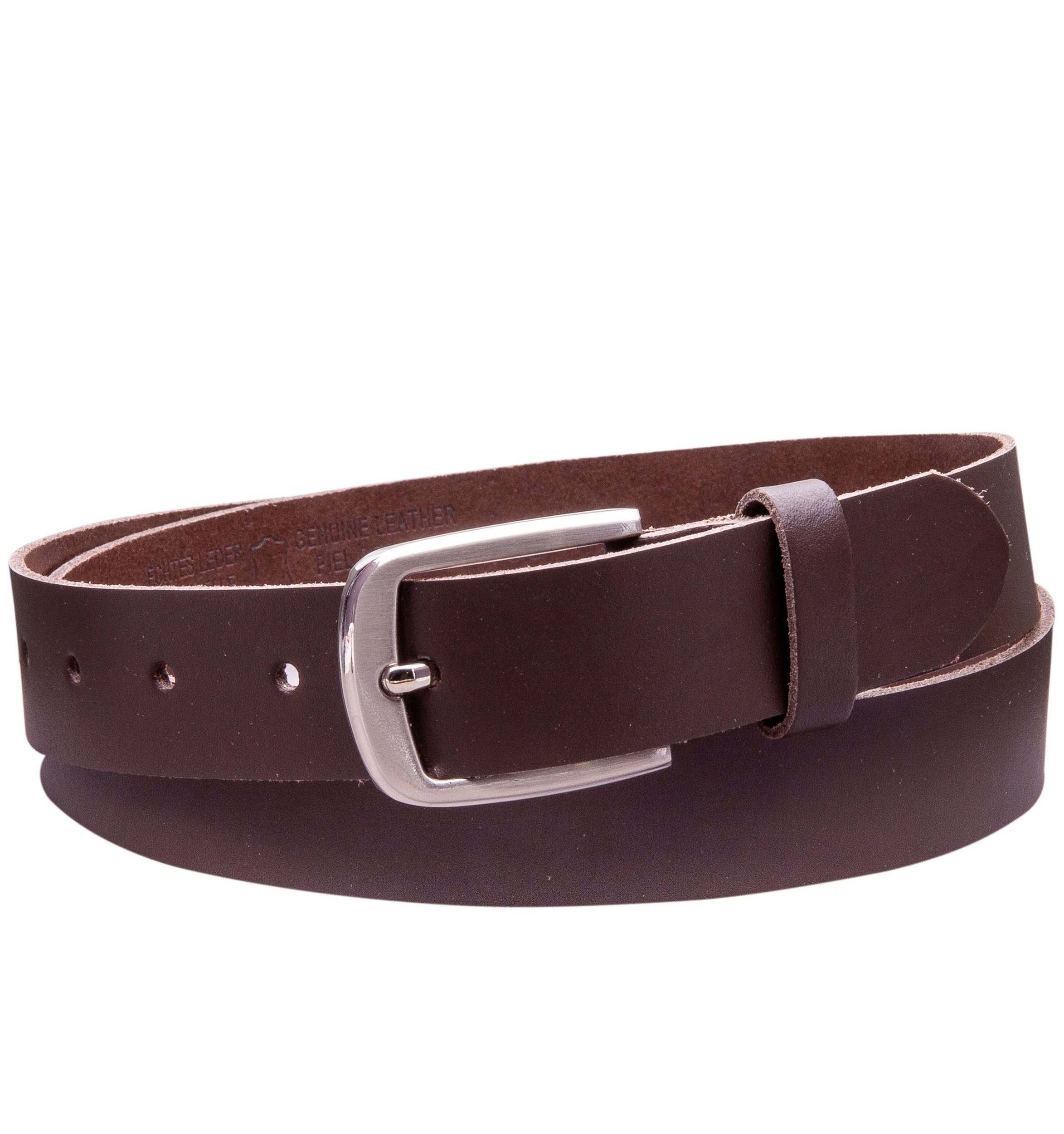 COLOGNEBELT Ledergürtel OM315-SL-Dunkelbraun MADE IN GERMANY, Dunkelbraun Kürzbar, 100 % Echtleder, Aus einem Stück, Unisex