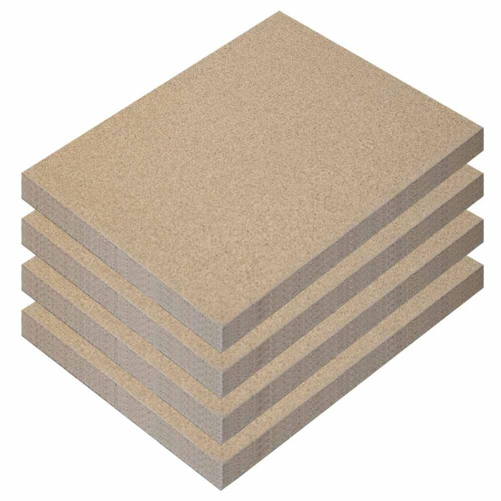 Feuerfest 123 GmbH Feuerraumplatten Vermiculite Platte 300x200x25mm 4 Stück 600KG/m³, - Hitzebeständig bis 1.150 °C - Brandschutzplatte Feuerraum
