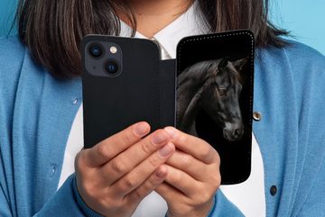 MuchoWow Handyhülle Pferd - Tiere - Schwarz - Porträt, Handyhülle Telefonhülle Apple iPhone 13 Mini