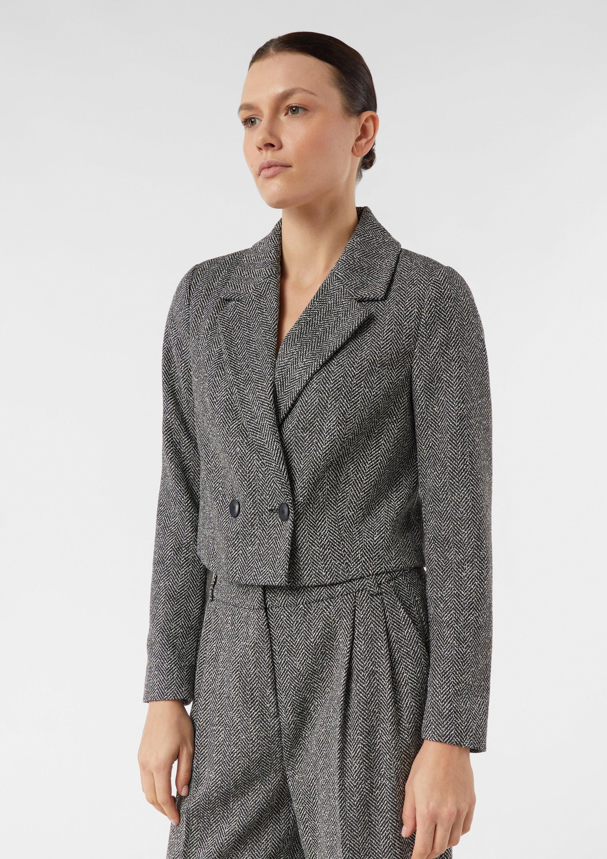 comma Jackenblazer Indoor-Blazer Verkürzter Herringbone-Blazer