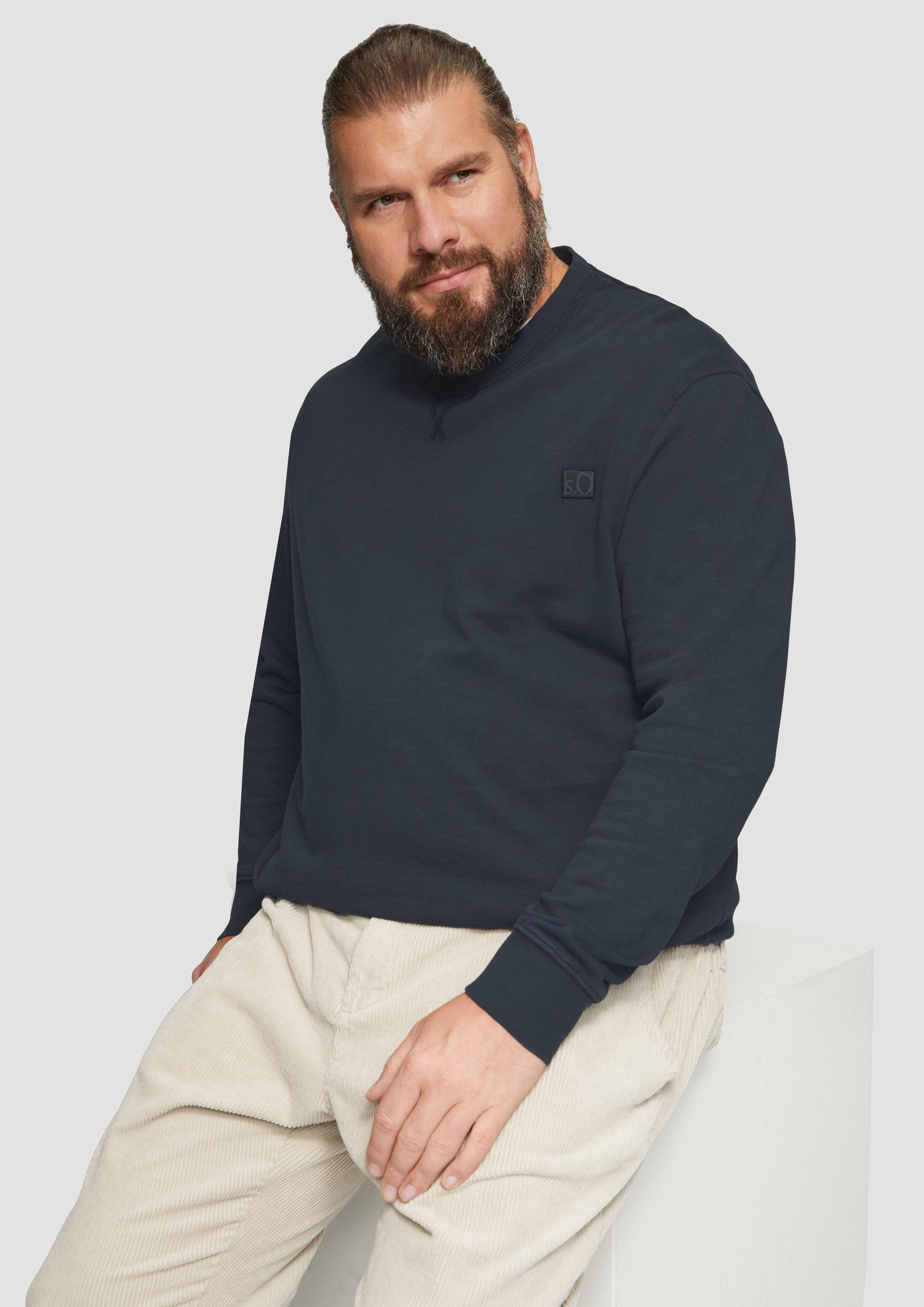 s.Oliver Sweatshirt Sweatshirt Sweatshirt mit Garment Dye und Logo-Detail