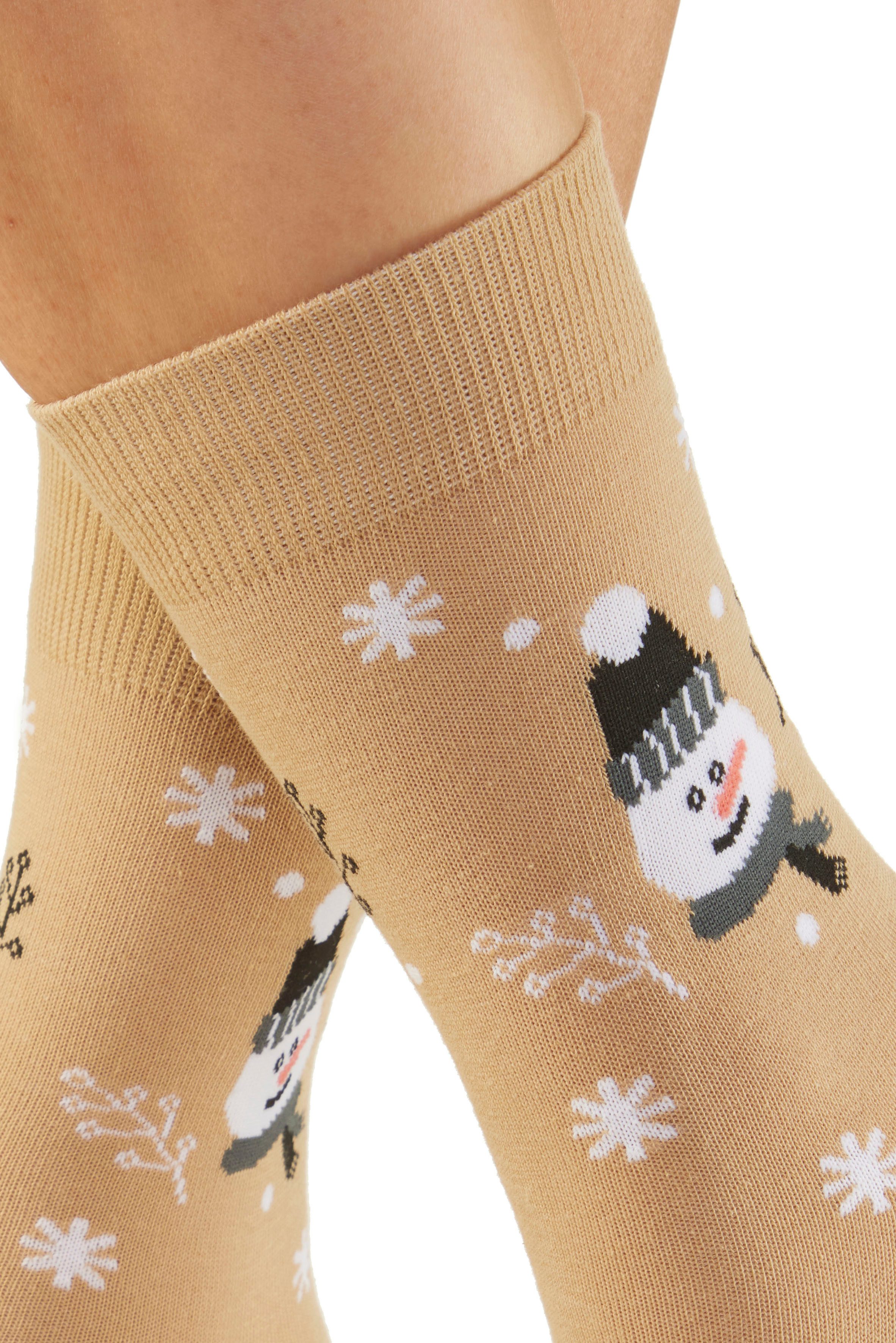 H.I.S Basicsocken Damen Weihnachtssocken (Packung, 3-Paar, 35-38 bis 39-42) mit lustigen Weihnachtsmotiven – Bild 4 von 5