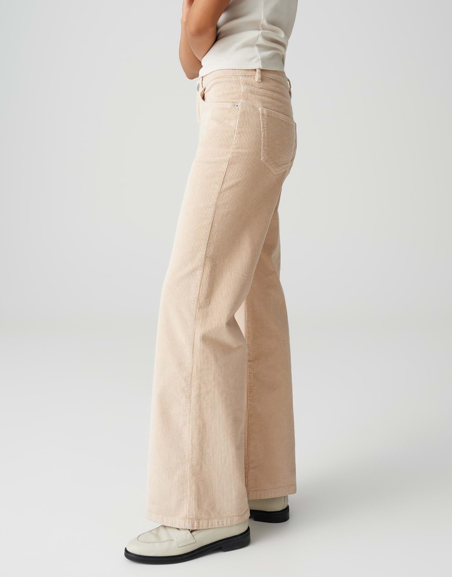 OPUS Palazzohose MINAH PALAZZO CORD aus nachhaltigem BCI Cotton Mix sehr weiter Beinverlauf, weicher Griff, matter Glanz in der Oberfläche