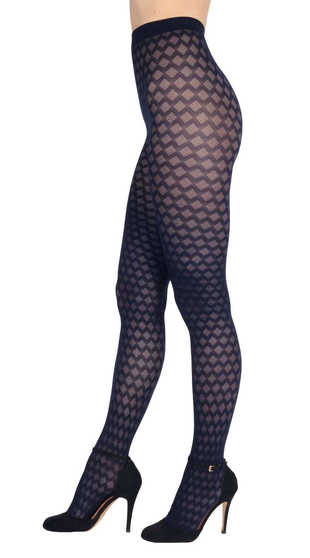 BANANALU Feinstrumpfhose Netz Damen mit Karo Muster blickdichte karierte 60 DEN (1 St)