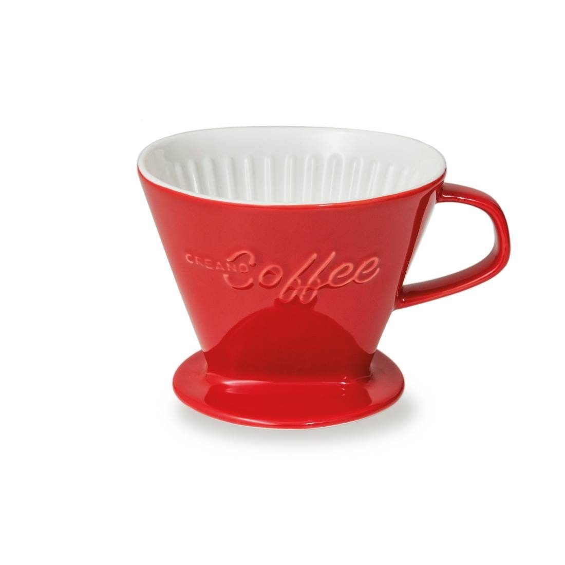 Creano French Press Kanne Creano Porzellan Kaffeefilter (rot), Filter Größe 4 für Filtertüten, Manuell 4