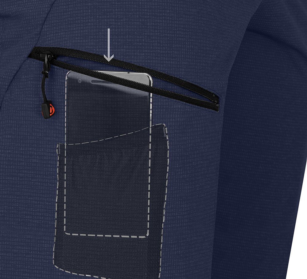 Bergson Zip-off-Hose PORI Doppel peacoat Wanderhose, blau elastisch, T-ZIPP Damen robust mit Normalgrößen, Zipp-Off