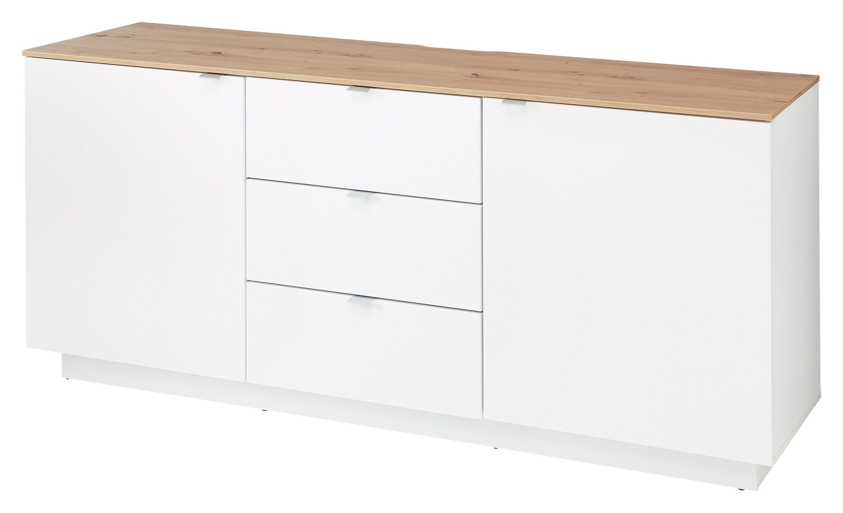 freiraum Lowboard Core, 3 Schübe, 2 Двери, weiß matt, MDF, Spannplatte - 180x77x44cm (BxHxT)