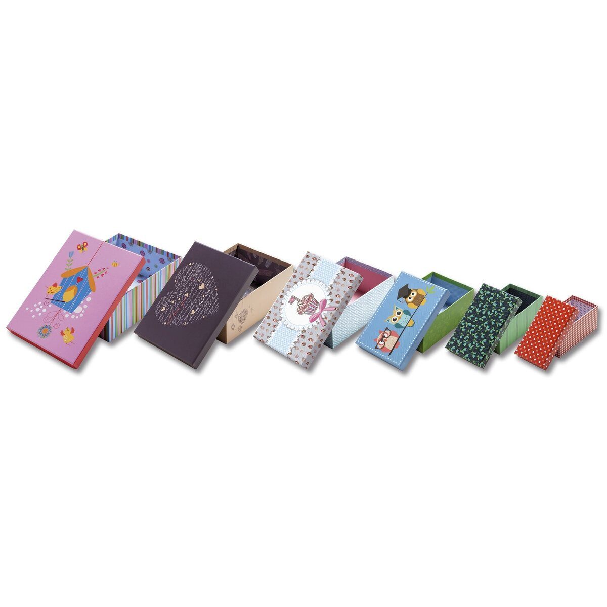 Folia Versandkarton Bastelset Geschenkkarton mit Motiv - 6-teilig flach sortiert.