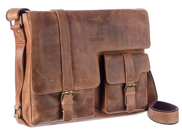 GreenLand Nature Messenger Bag Montenegro, aus Rindsleder mit Laptopfach