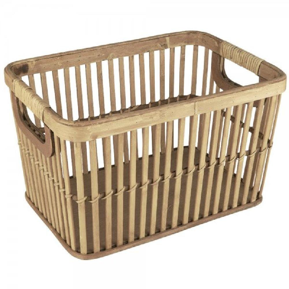 Ib Laursen Servierschale Ib Laursen Korb mit Griffen offenes Geflecht Bambus (20x21x34cm)