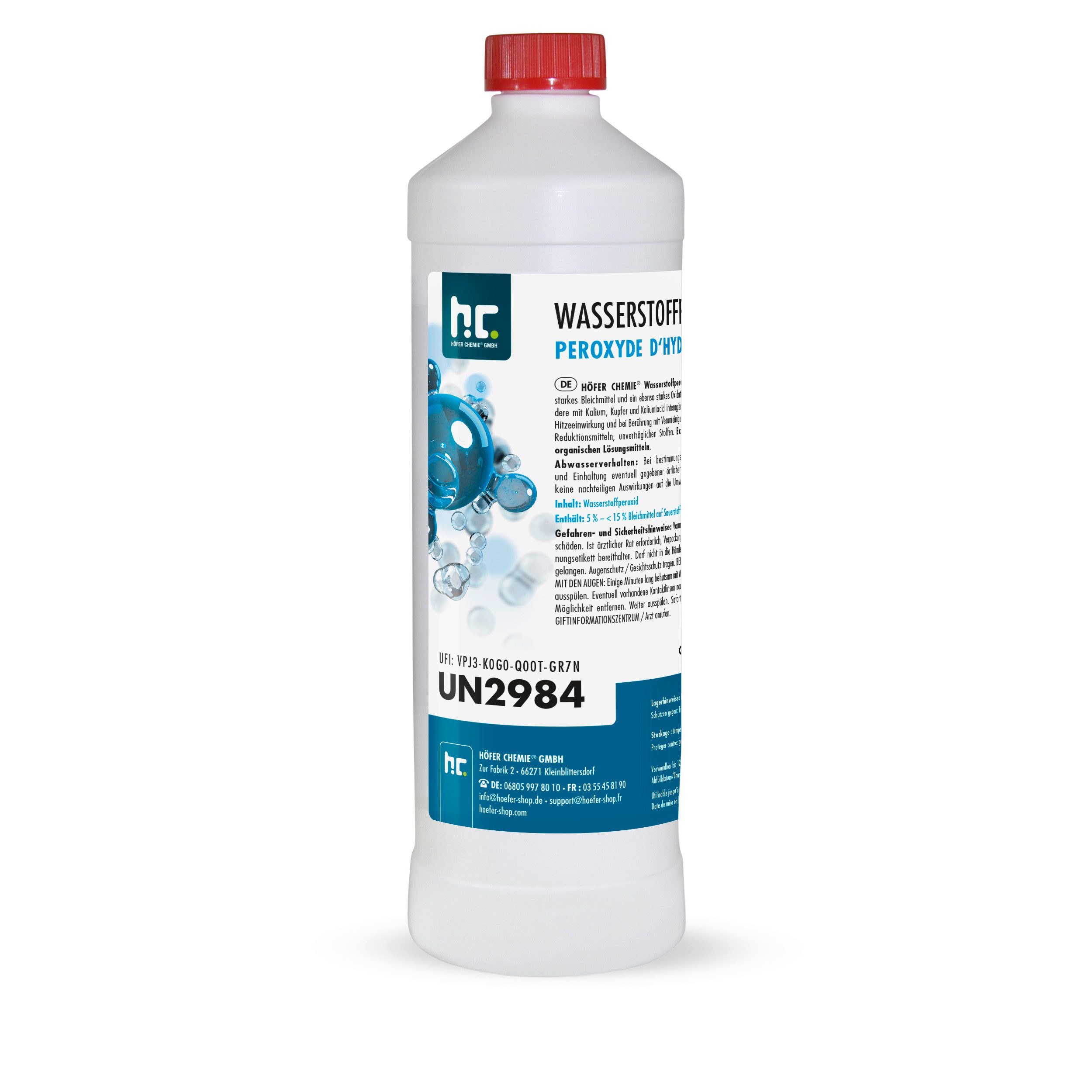 Höfer Chemie GmbH 1 L Wasserstoffperoxid 11,9% Grundreiniger (Vielseitig einsetzbar zur Reinigung)