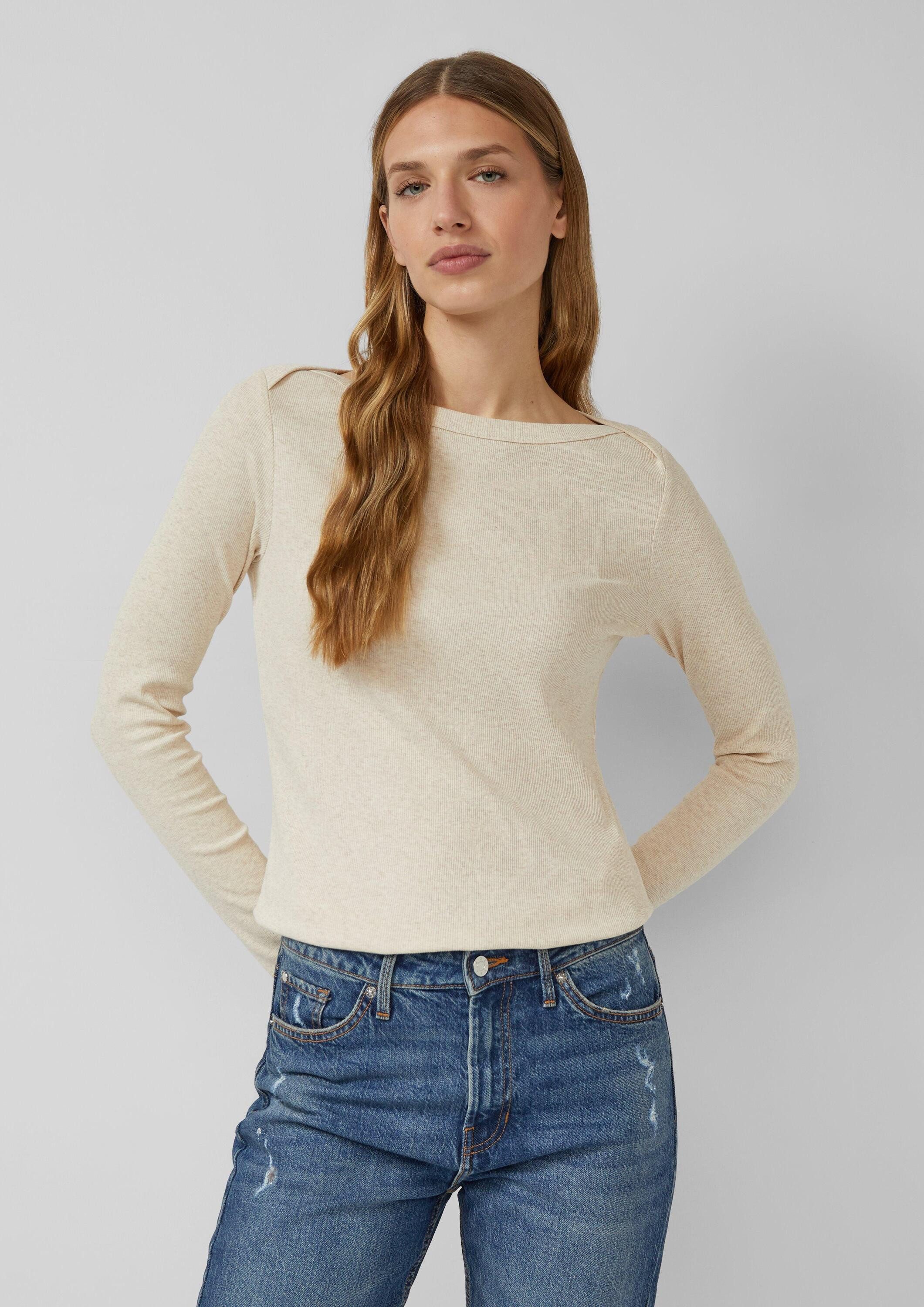 s.Oliver Langarmshirt T-Shirt Geripptes Langarmshirt mit U-Boot-Ausschnitt günstig online kaufen