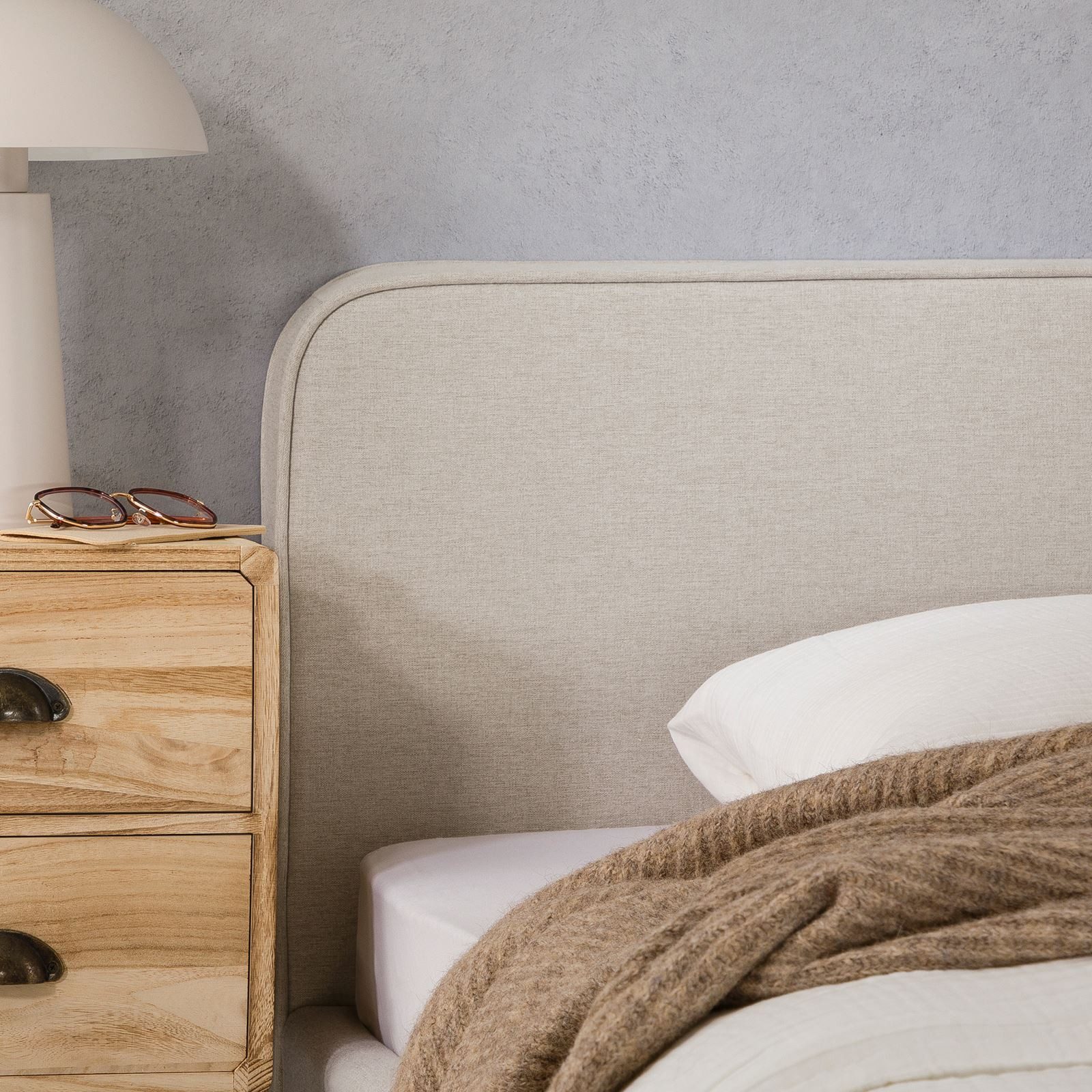 IDIMEX Polsterbett MARINI, Bett 90x200 cm mit Lattenrost Einzelbett mit Kopfteil Stoffbezug Beige