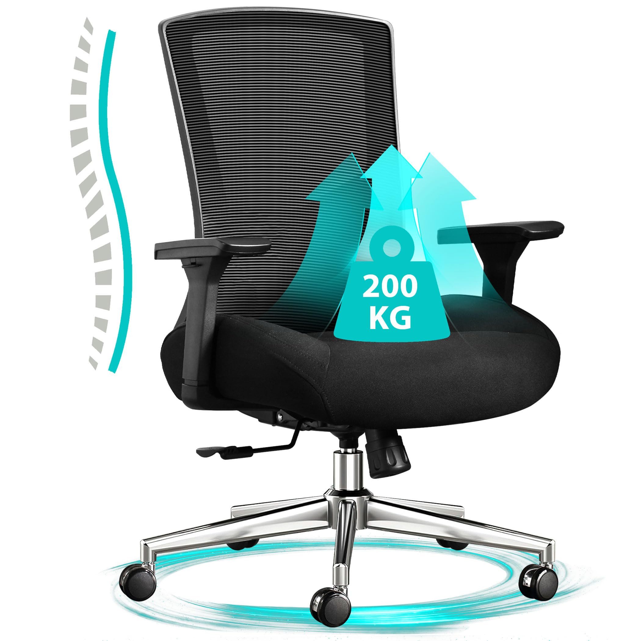 SeedWave Bürostuhl Schreibtischstuhl 200 kg mit Extra Dick Komfortsitz, 4D- günstig online kaufen