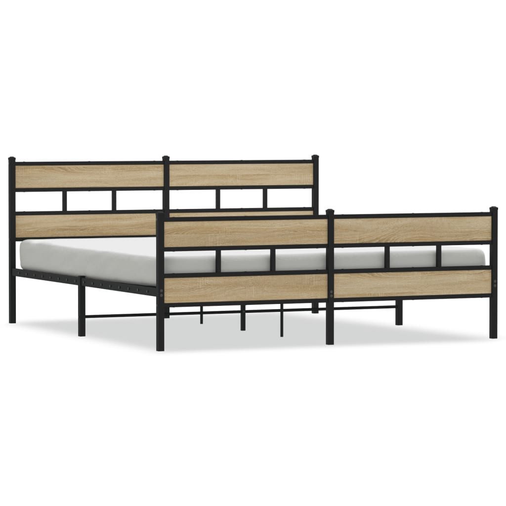 vidaXL Bett Metallbett ohne Matratze Sonoma-Eiche günstig online kaufen
