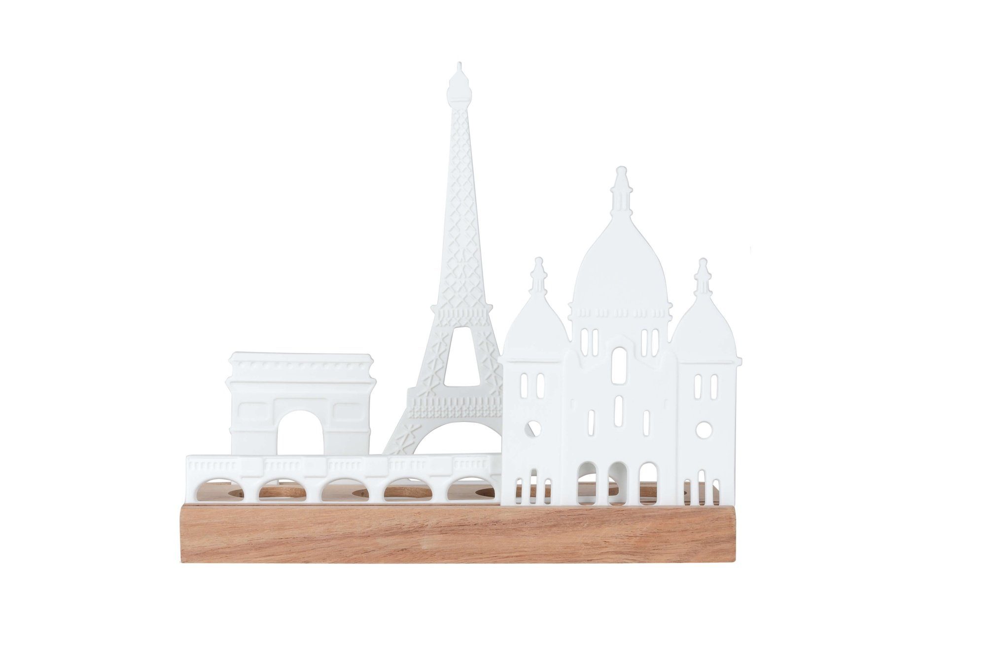 Stadtsilhouette Design Teelichthalter Paris Lichtobjekt Räder