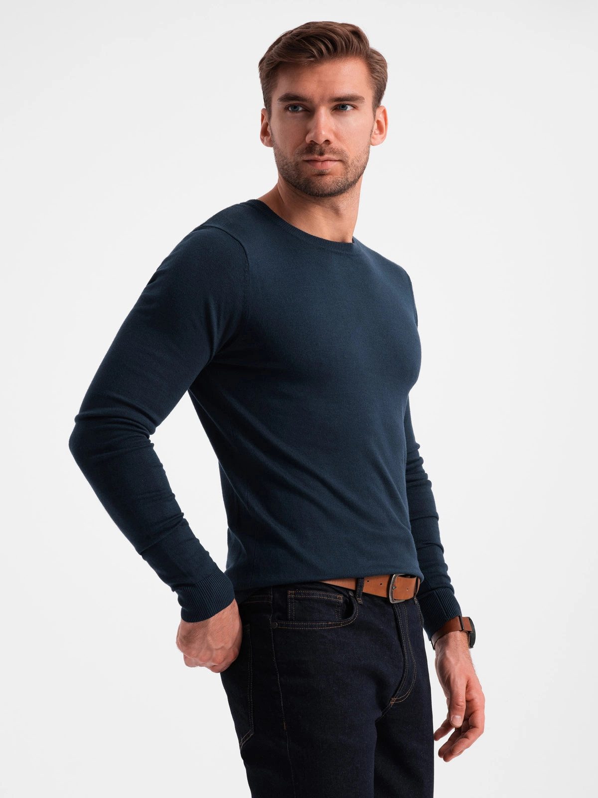OMBRE Rundhalspullover Klassischer Herrenpullover mit Rundhalsausschnitt günstig online kaufen