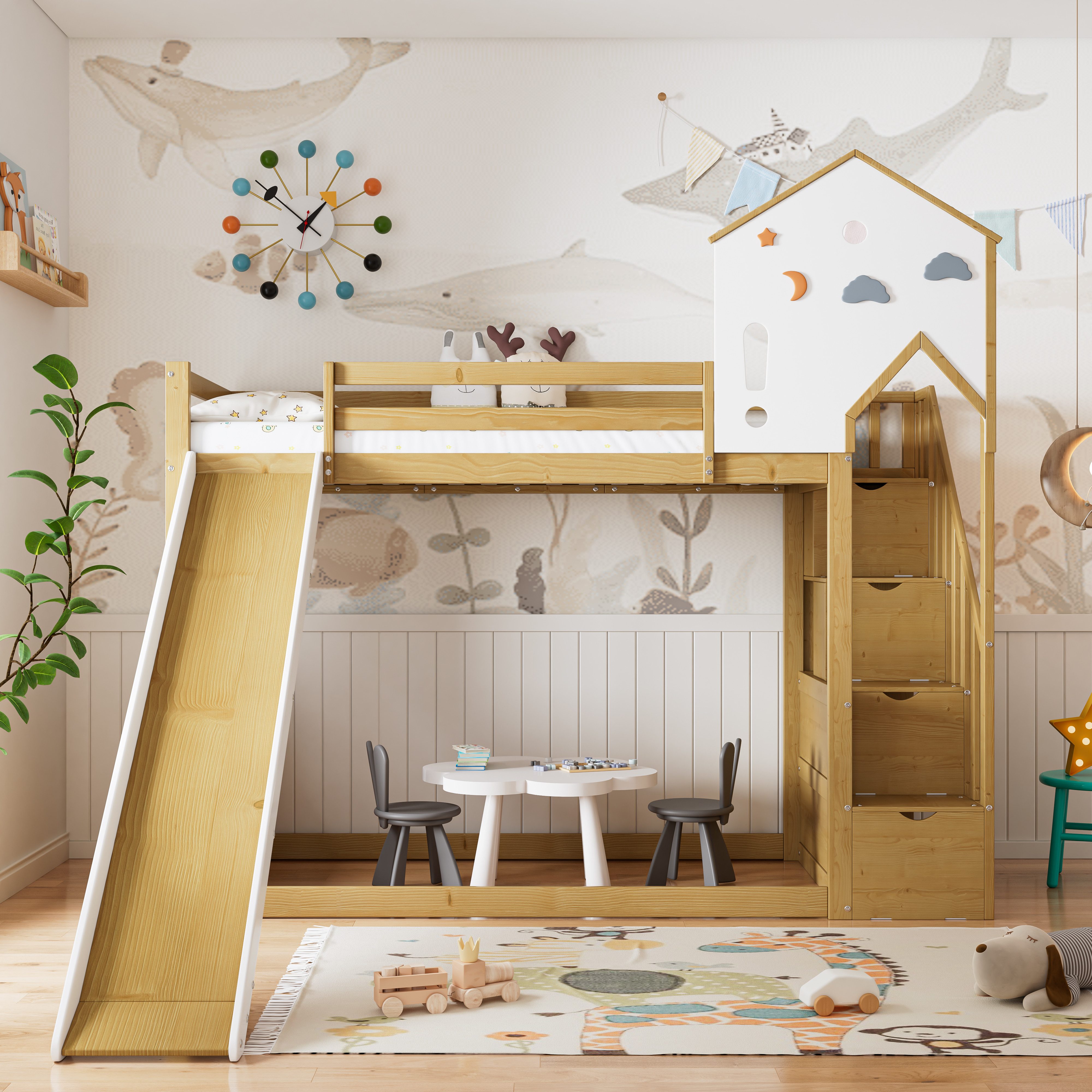 Flieks Etagenbett, Kinderbett Hausbett 90x200cm mit günstig online kaufen