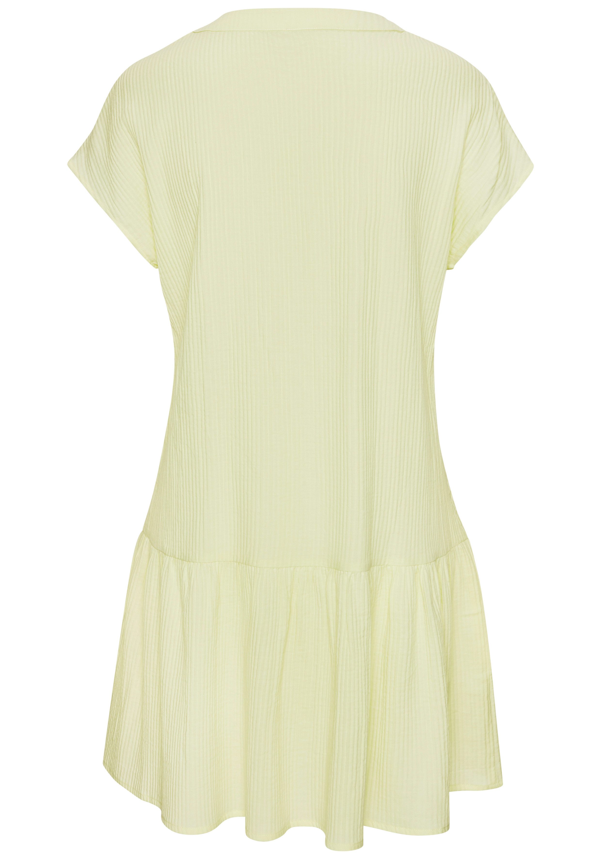 Vivance by Lascana Blusenkleid aus strukturierter Ware mit Volant lockeres Tunikakleid, Sommerkleid, Strandkleid, Basic