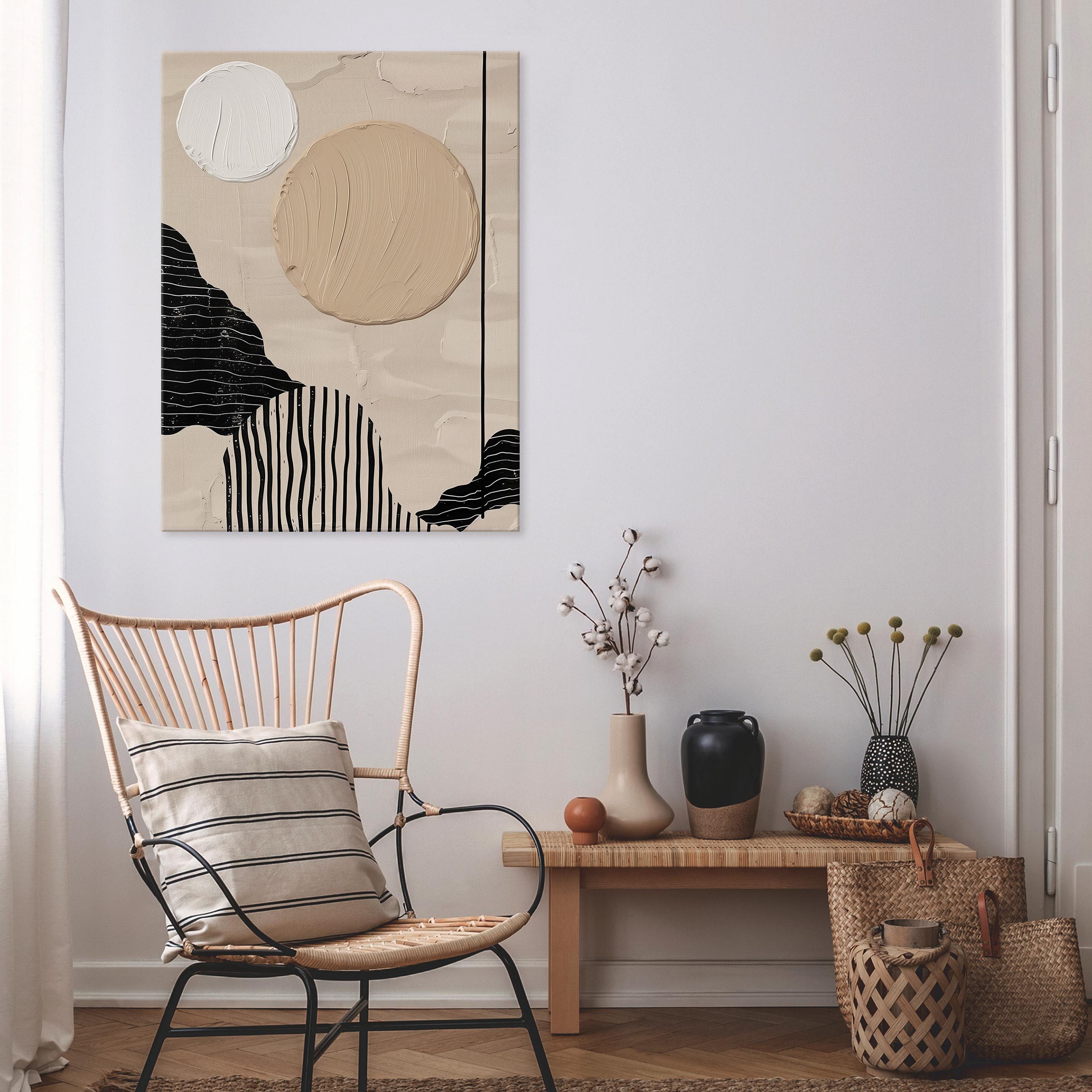 Wallarena Leinwandbild Art Deco Abstrakt - Beige - Modern - Hochformat - Wohnzimmer, Art Deco, 75x100x3cm