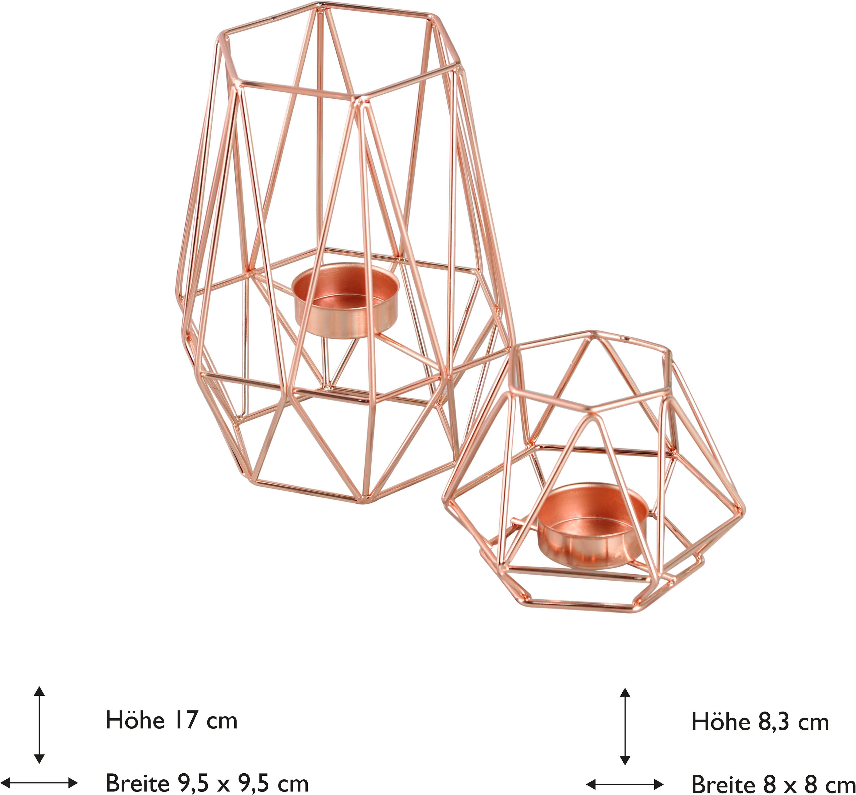 ECHTWERK Teelichthalter ca. cm moderner aus Weihnachtsdeko 2 kupferfarben Höhe St), 17 (Set, Mix, Vintage und cm Kerzenhalter 8,3 Eisen