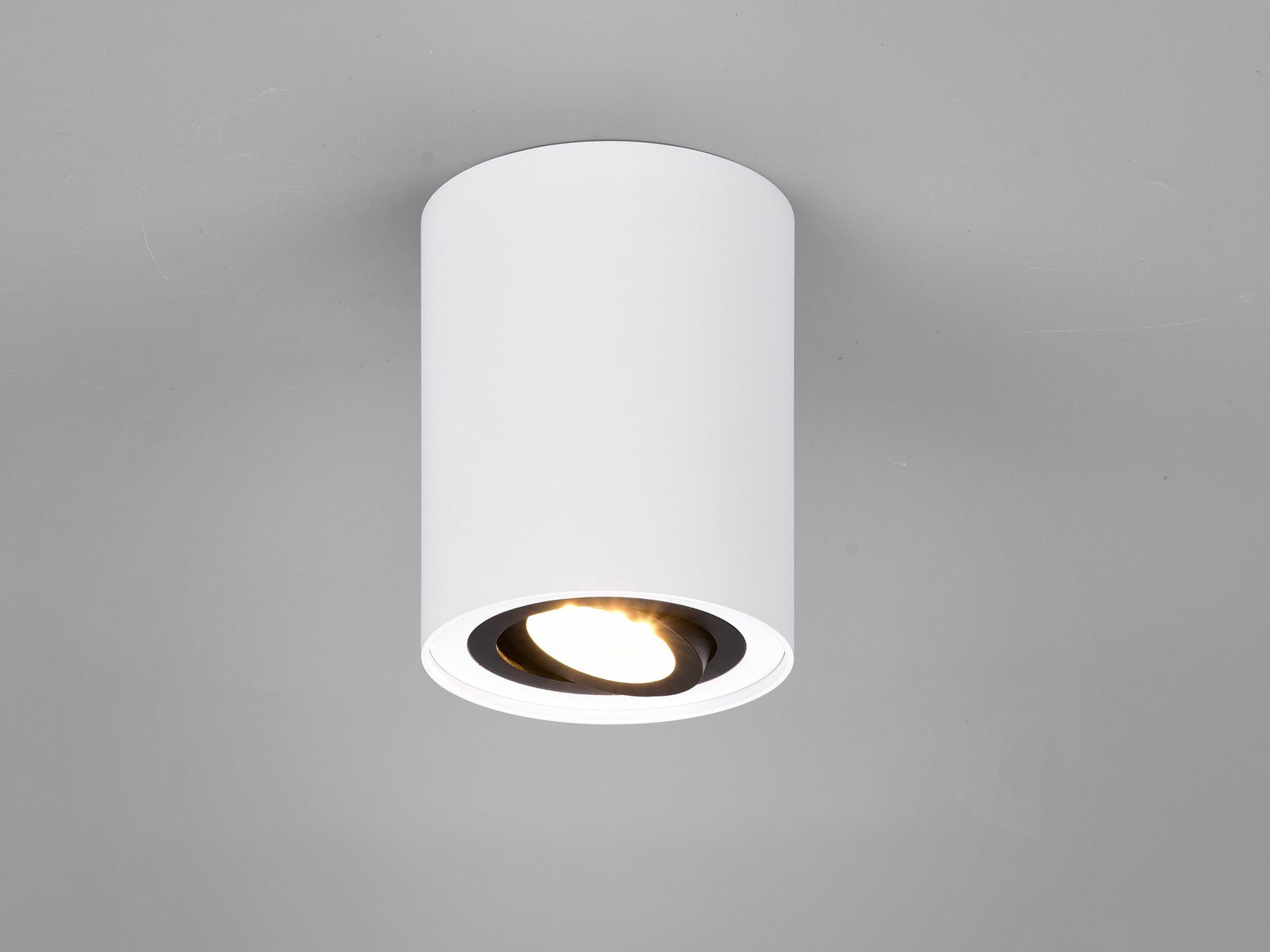 TRIO Leuchten LED Deckenstrahler, Dimmfunktion, LED wechselbar, Warmweiß, Aufbau-Spot Aufputz Strahler innen, Lichtspot Weiß-SchwarzØ 9,6cm