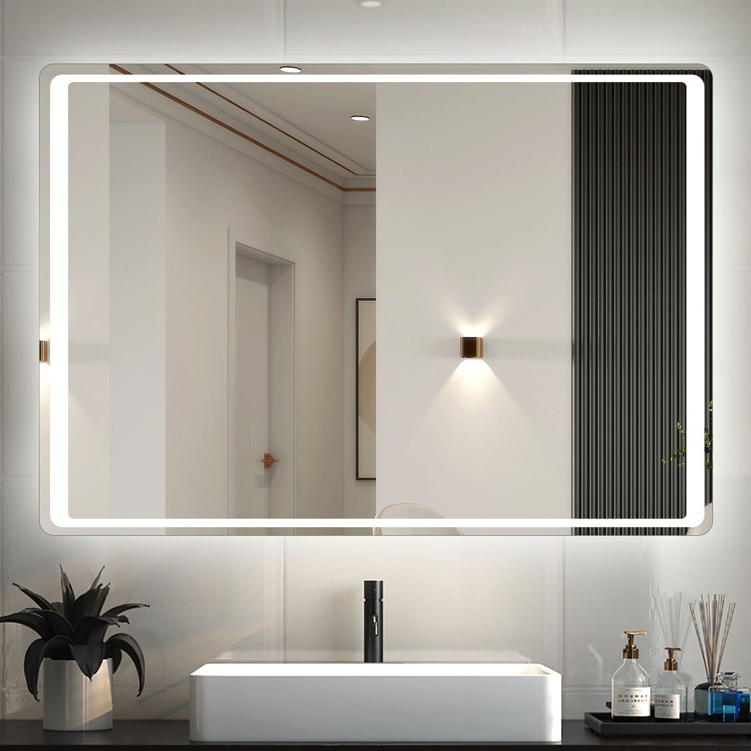duschspa Badspiegel 70-100 Schalter cm Beschlagfrei, Infrarot-Sensor