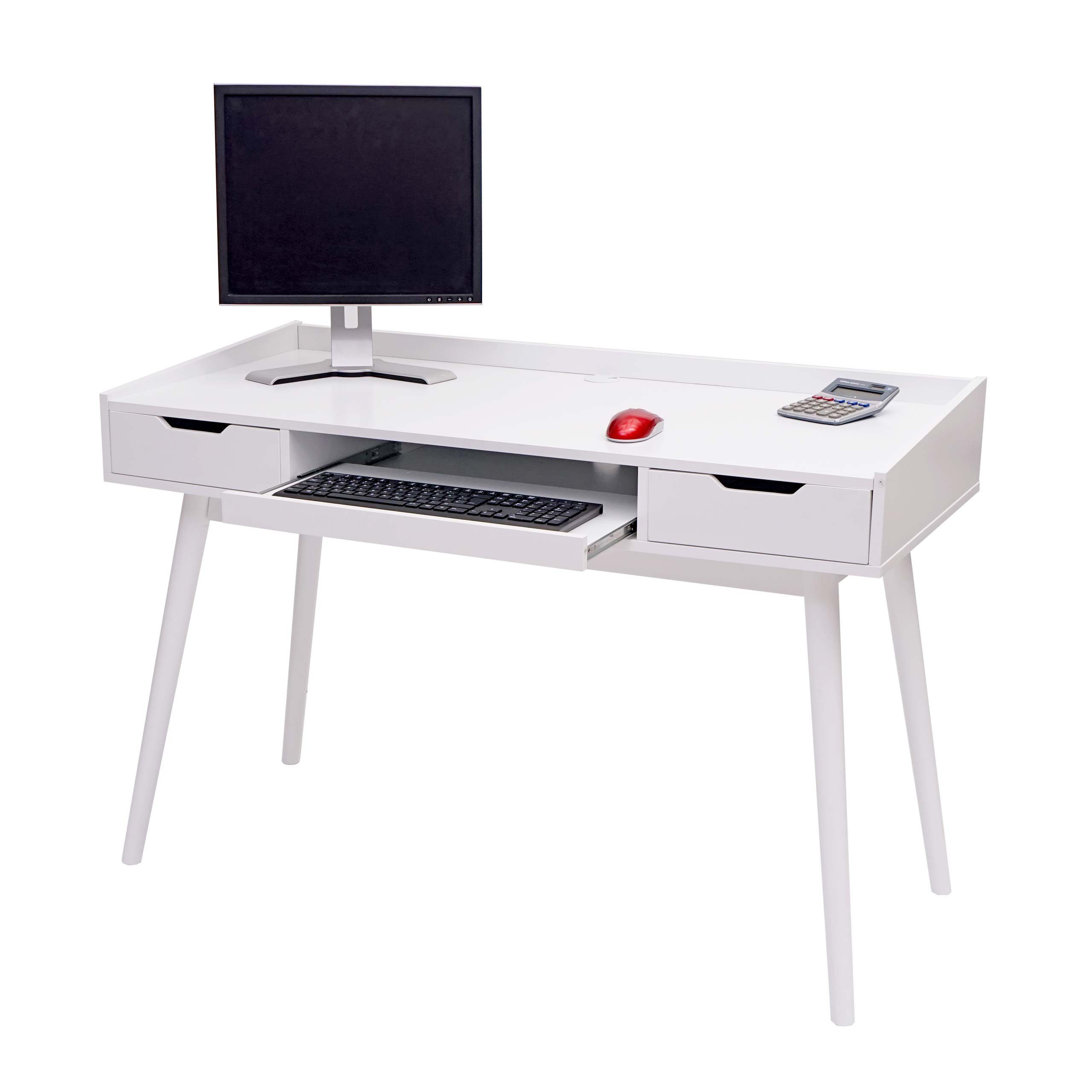 weiß Schubladen, Inkl. weiß | MCW Tastaturablage | Viel Stauraum, MCW-A70b, zwei Computertisch weiß
