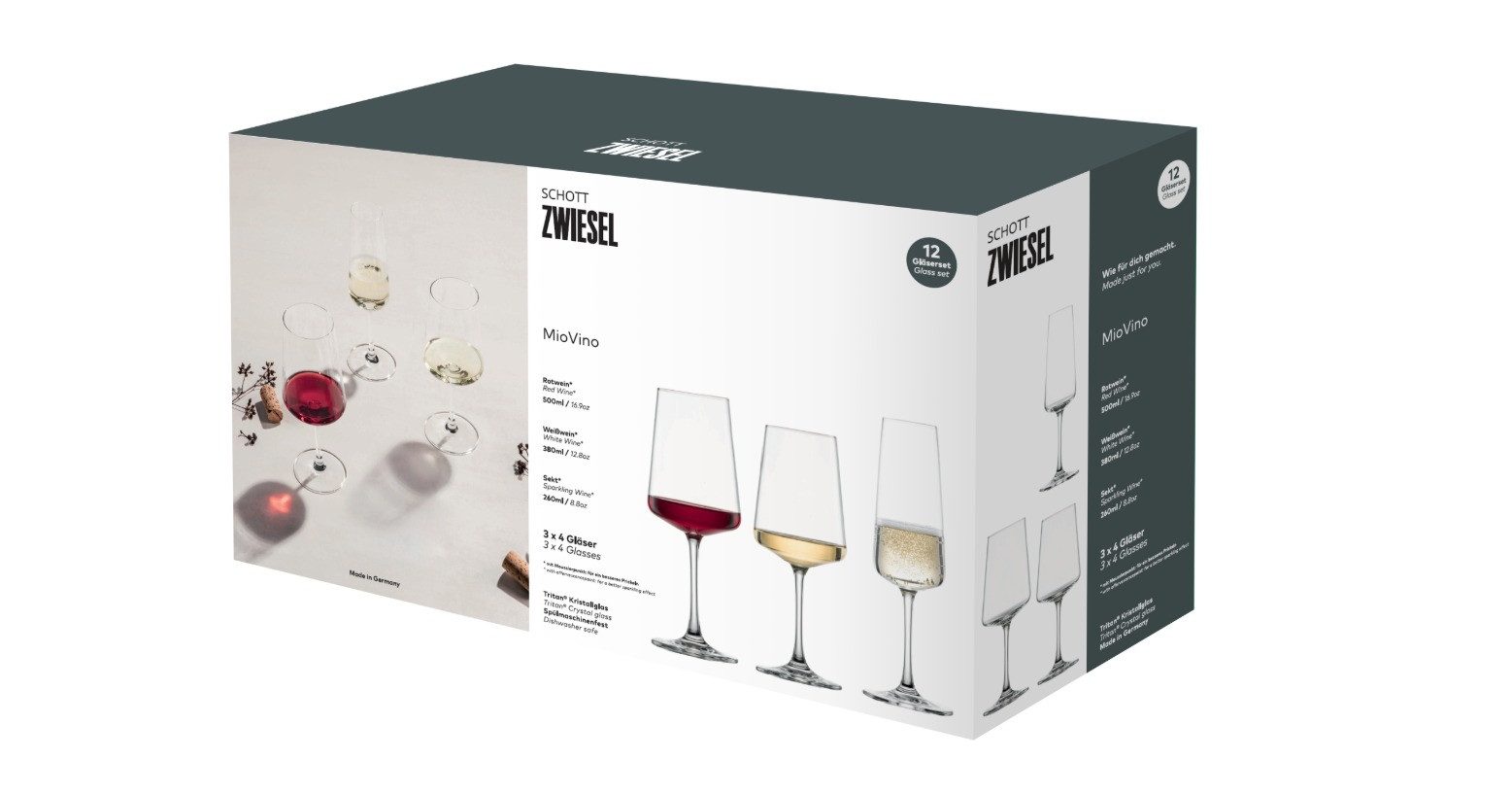 Zwiesel Glas Sektglas Zwiesel Kristallglas AG Glas-Set MioVino Kristall 12-teilig Tritan, 1-tlg., Tritan