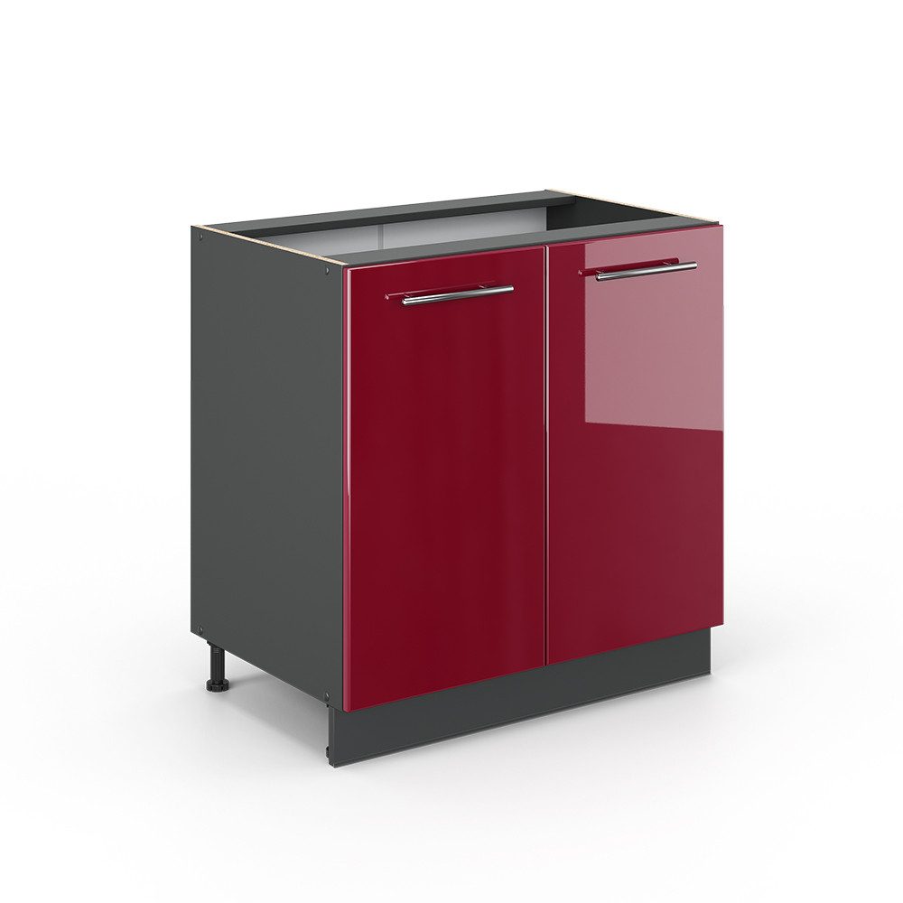 Vicco Spülenunterschrank Fame-Line Bordeaux Hochglanz/Anthrazit 80 cm mit R günstig online kaufen