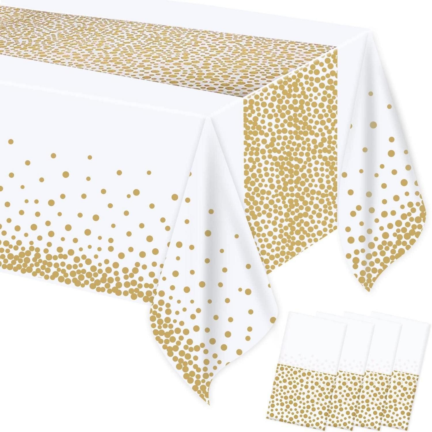 Tischdecke Einweg Tischdecke Gold Polka Dot 137x274 cm 4 Stück