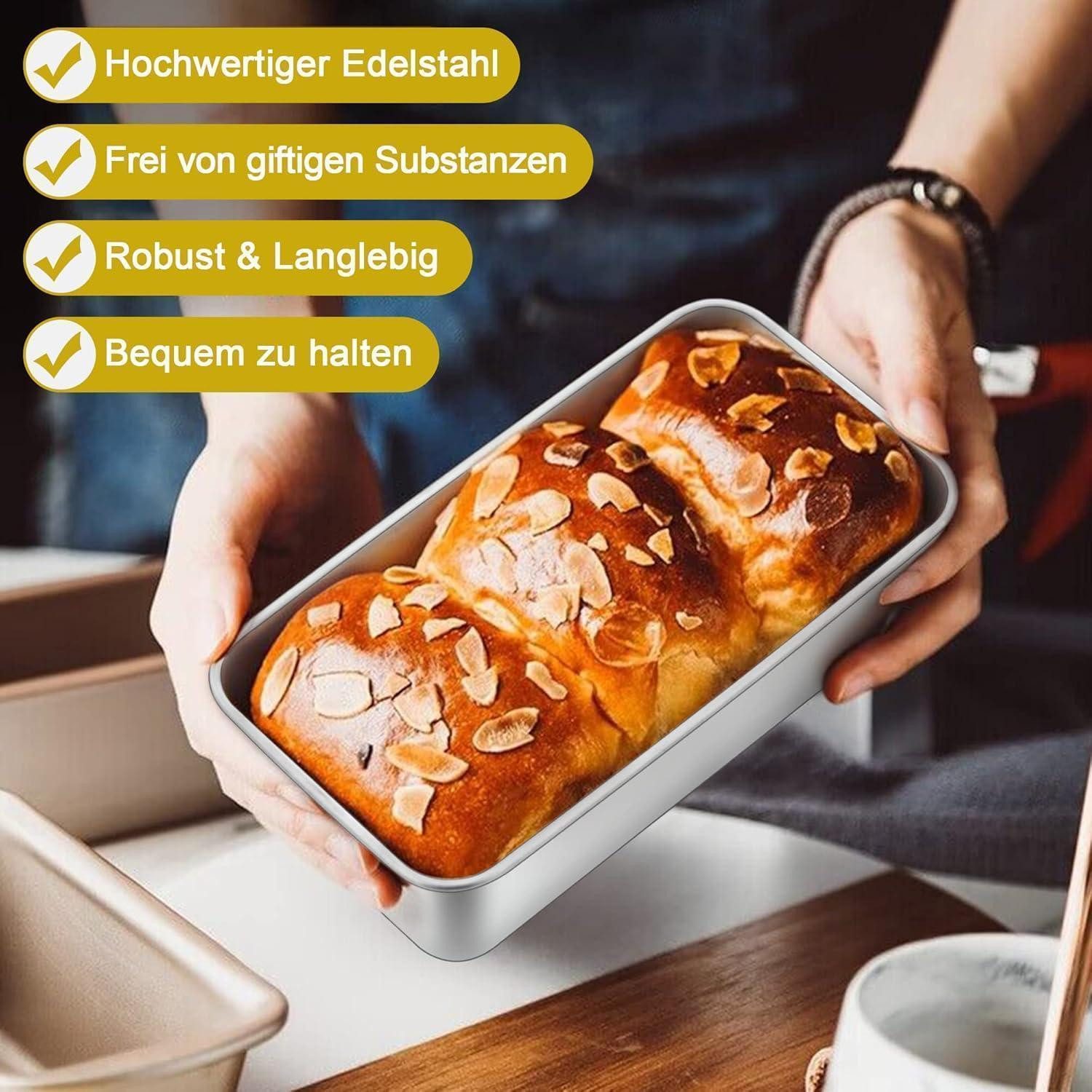 LuxusKollektion Kastenform Edelstahl Brotbackform 2er Set für Saftige Brot/Kuchen 23,5 x 12,6 x 6 – Bild 4 von 5