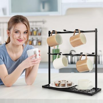 Belle Vous Aufbewahrungsdose Küchen Organizer für Kaffeetassen - Metallregal mit Haken