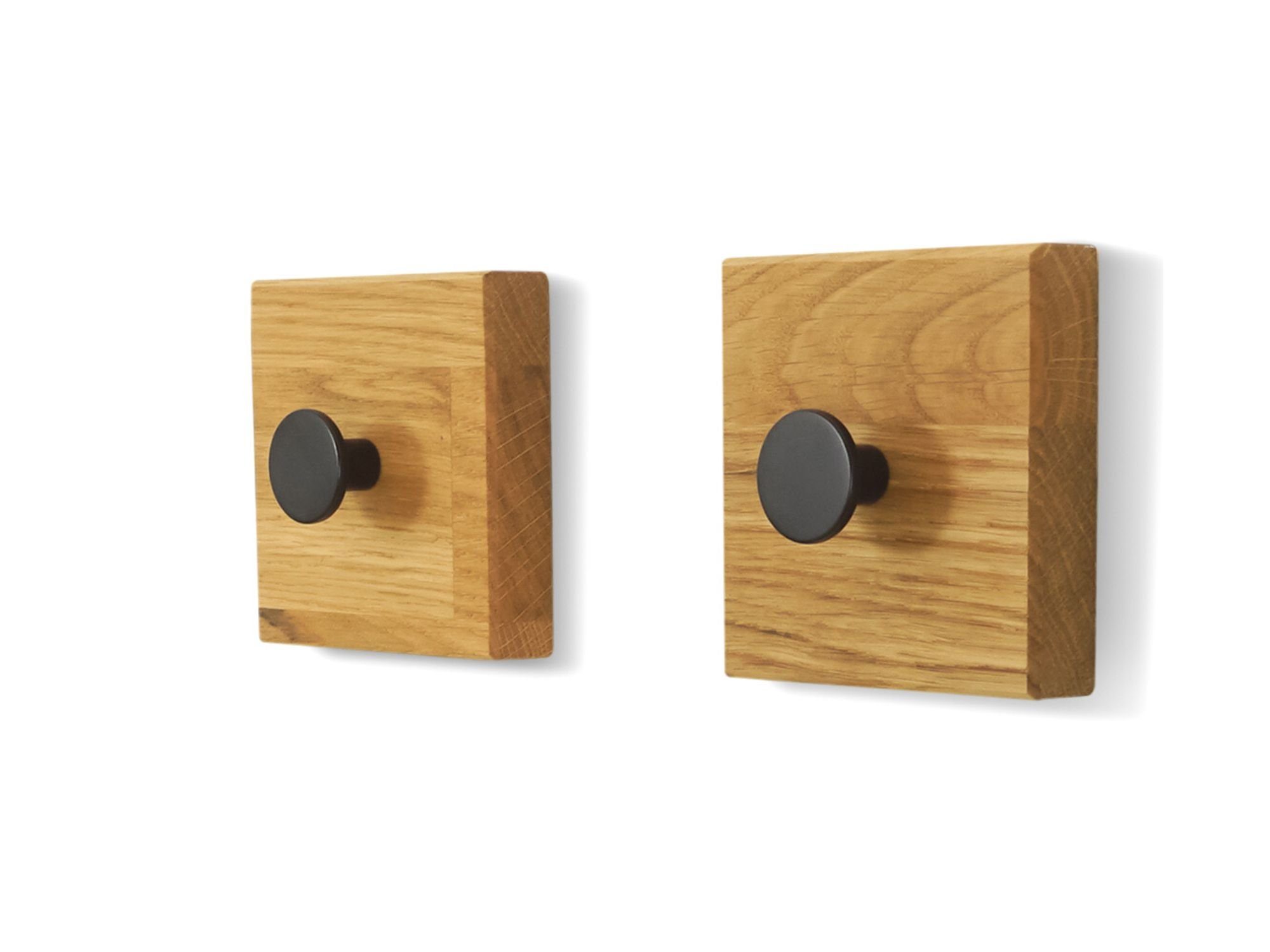 Omformo Garderobenhaken Garderobenhaken Tavla (Set, 2), platzsparende Haken aus Eiche Massivholz; 2 Haken