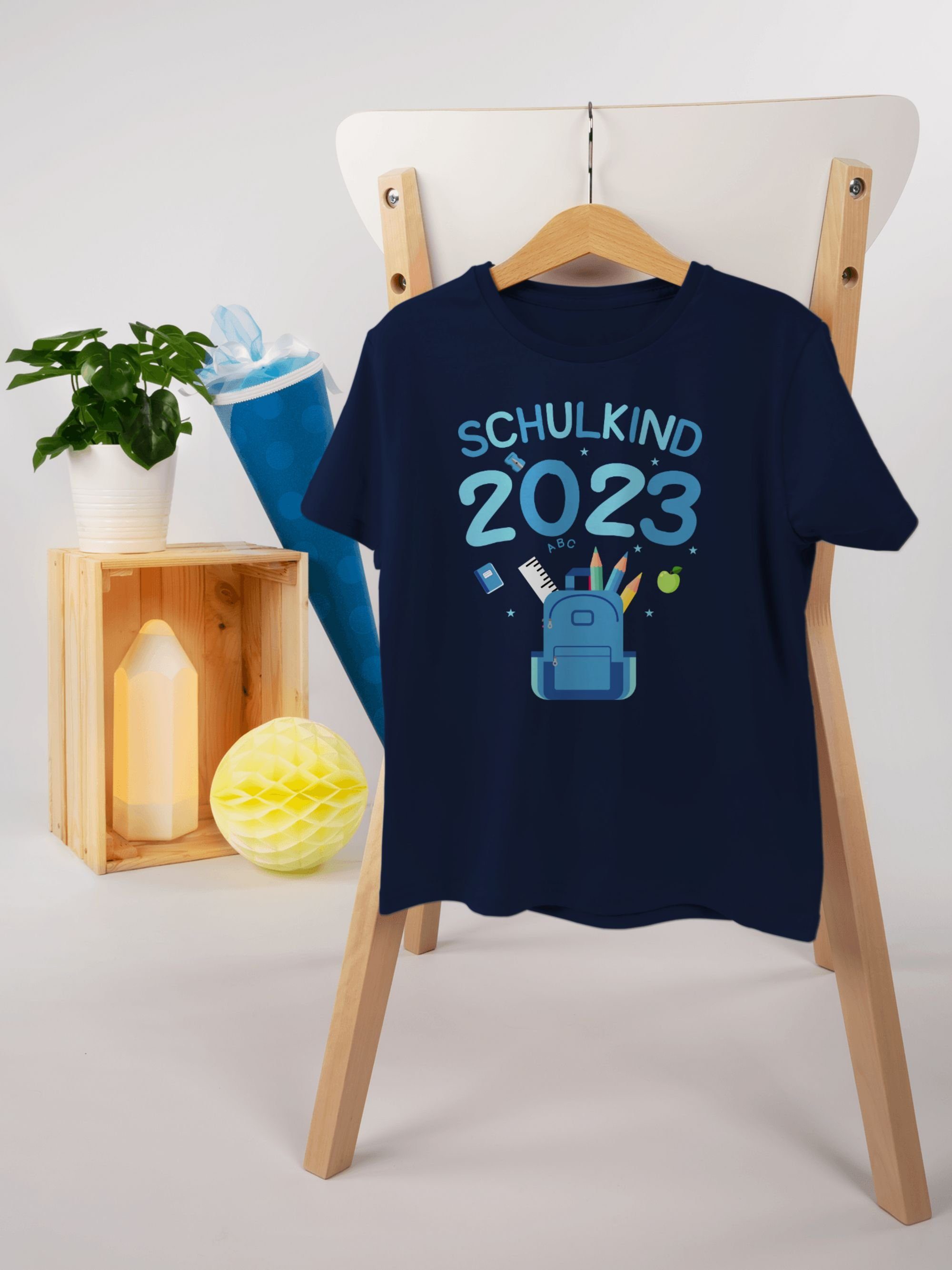 Schulanfang 2023 Shirtracer Geschenke Junge Schulkind Navy Blau 1 Einschulung I T-Shirt
