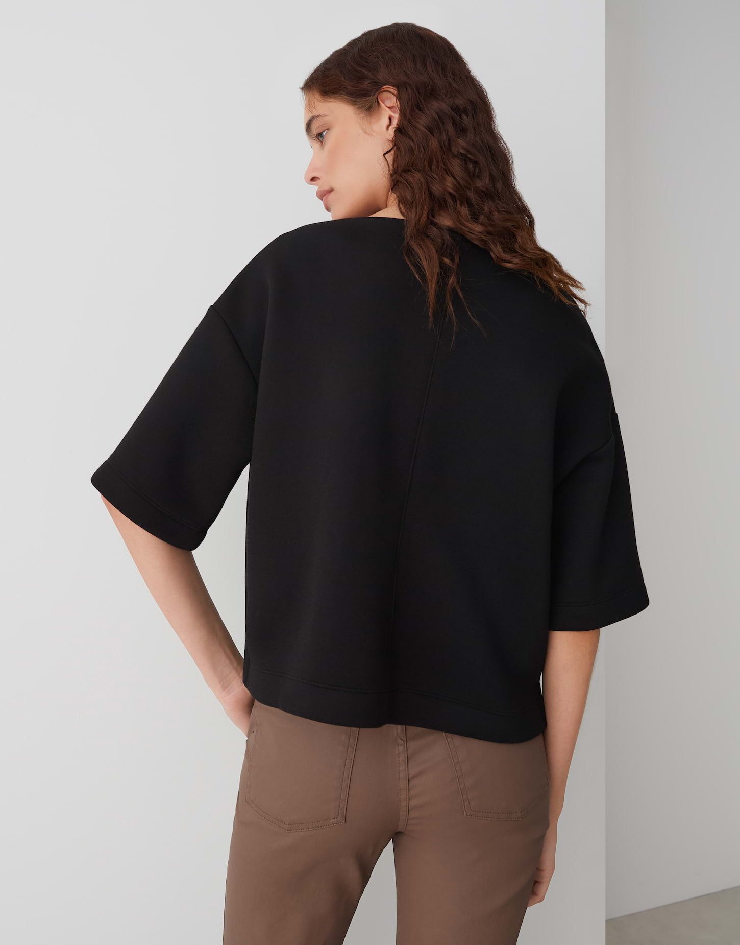 OPUS Sweatshirt GINAMA im Viskosemix überschnittene Schulter mit 3/4 Arm, fließender Fall