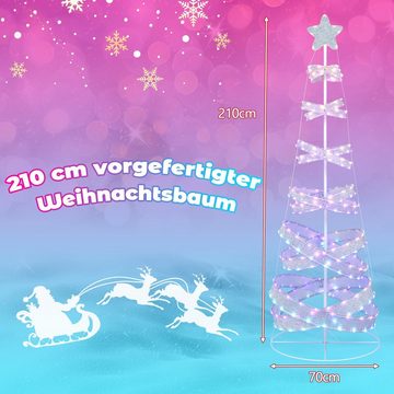 COSTWAY Dekobaum, 210cm LED Spiral Weihnachtsbaum mit 341 LEDs & 34 Lichtmodi