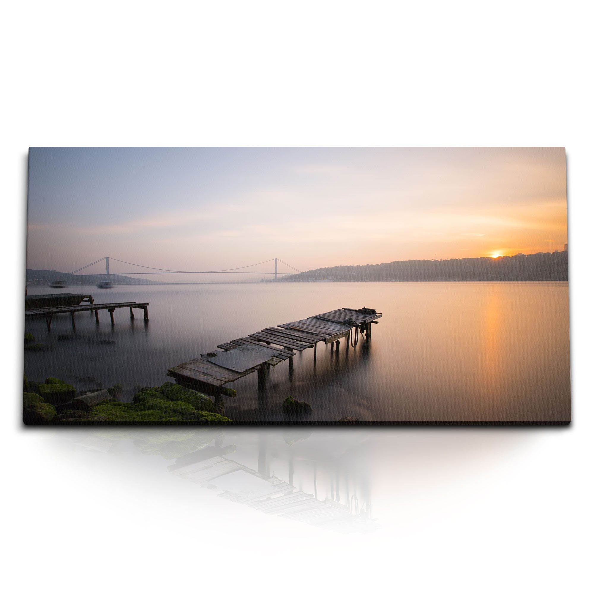 Leinwandbild Kunstdruck Bilder 120x60cm Türkei Bosporus Brücke Sonnenuntergang Holz