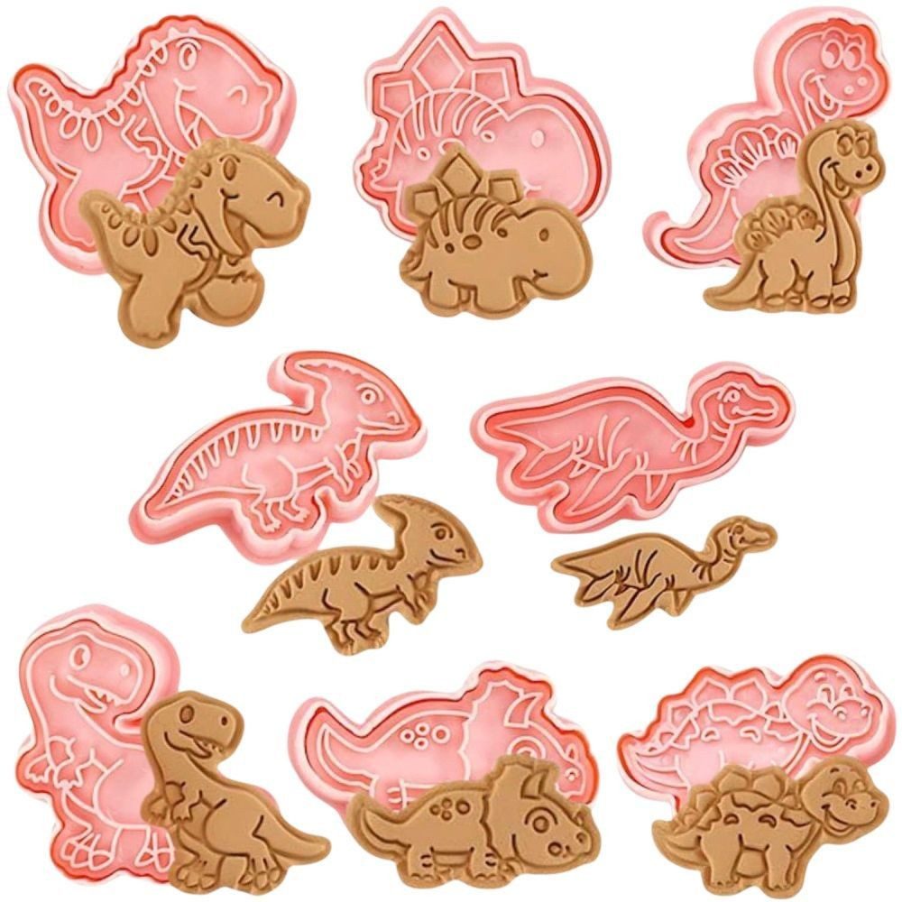 Ausstechform Dinosaurier Ausstechformen 8-tlg Set 3D Kunststoff Backen DE.