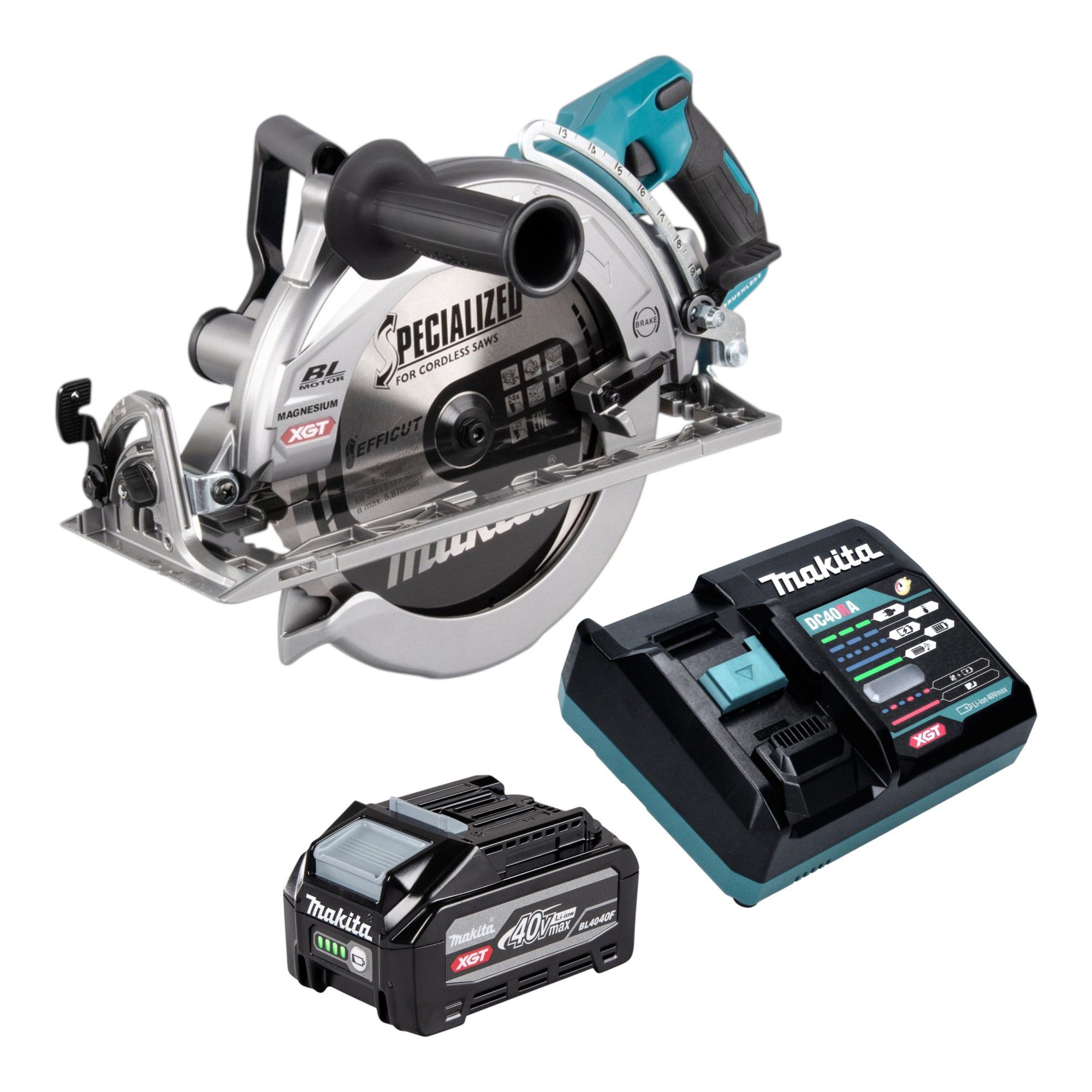Makita Akku-Handkreissäge RS 002 GU101 40 V max. 260 mm Brushless + 1x Akku 4,0 Ah + Ladegerät