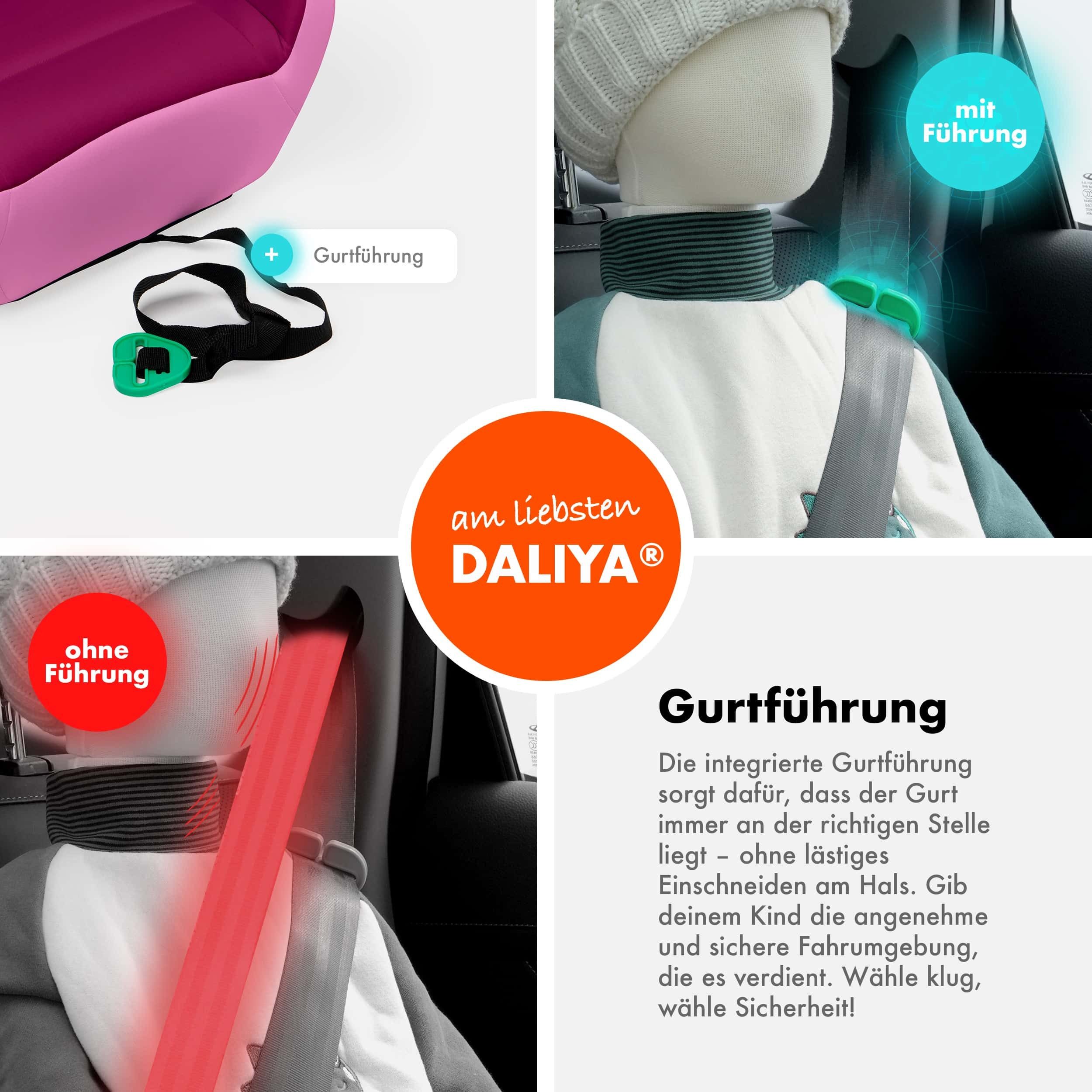 Daliya® Kindersitzerhöhung QUBIX I-Size Sitzerhöhung, Kindersitzerhöhung, Kindersitz, ab: ab 6 Jahre oder 125cm Körpergröße, bis: bis 12 Jahre oder 150cm Körpergröße, ab: 125 cm, bis: 150 cm, (Packung, 1-tlg), I-Size, Gurtfix, ergonomisch, weich, waschbarer Bezug